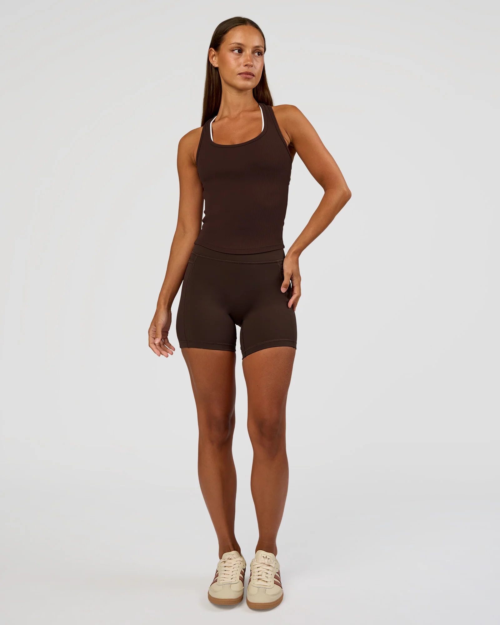 Flow Rib Scoop Neck Tank - Hot Chocolate - Image 2