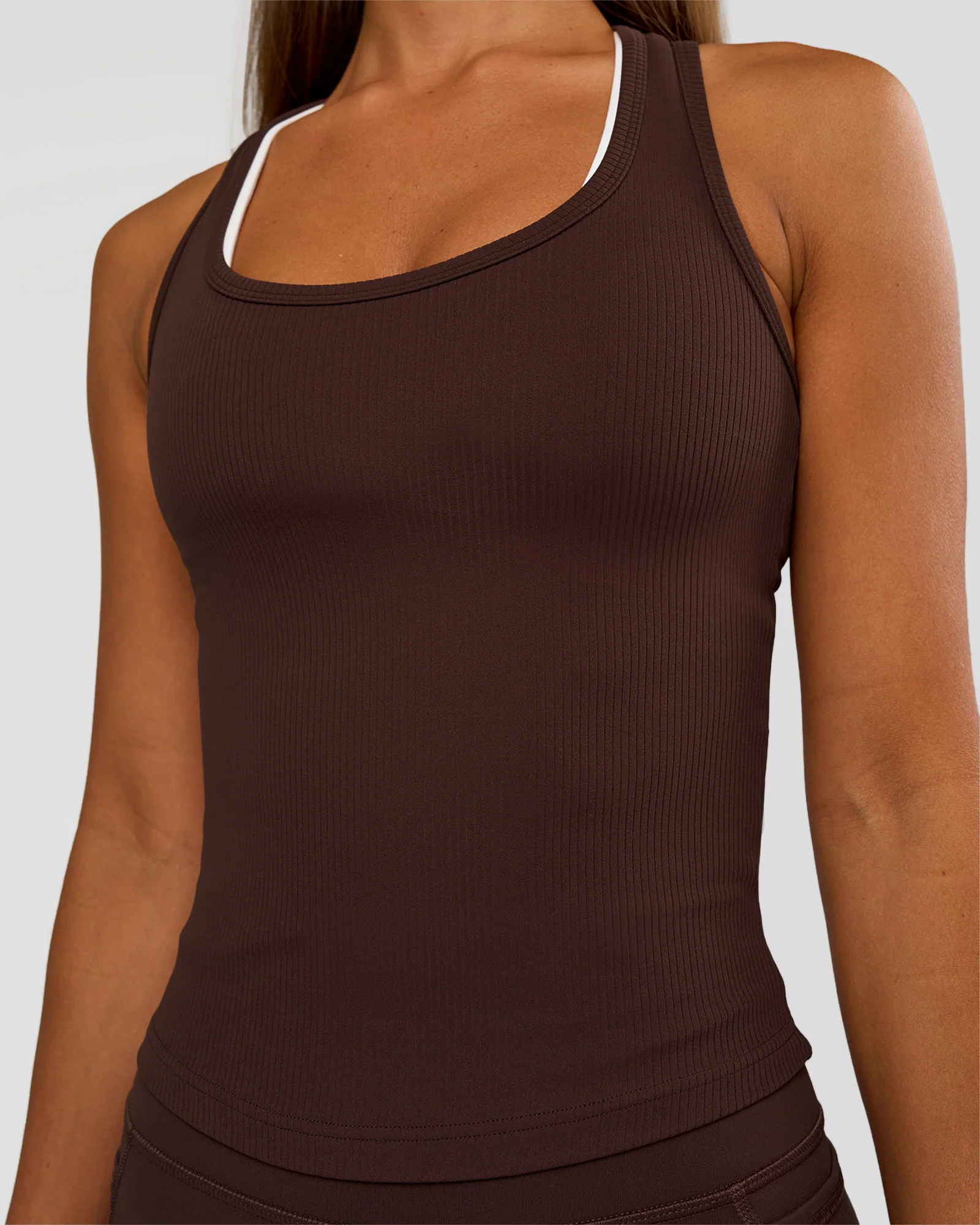 Flow Rib Scoop Neck Tank - Hot Chocolate - Image 5