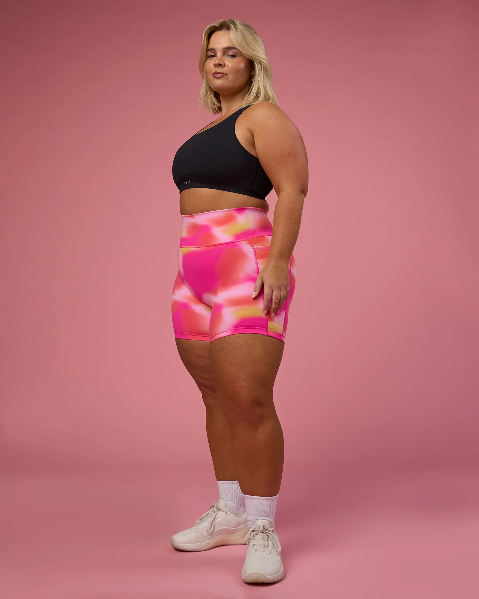 Fusion Ultra High-Rise 6" Short Pockets - Pink Glow Print - Image 7