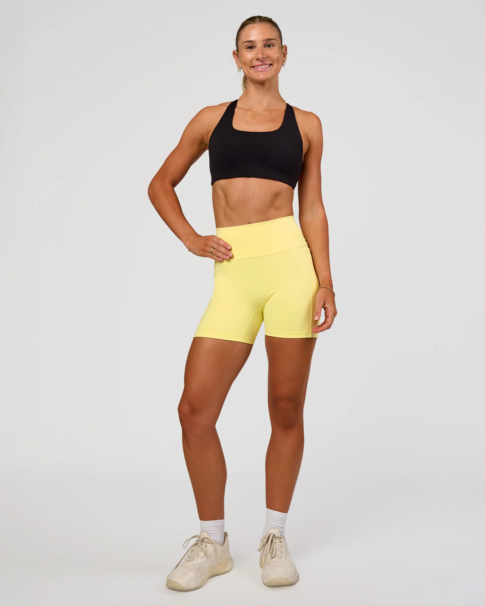 Fusion V-Contour Ultra High-Rise 4' Short Pockets - Yellow Fizz - Image 3