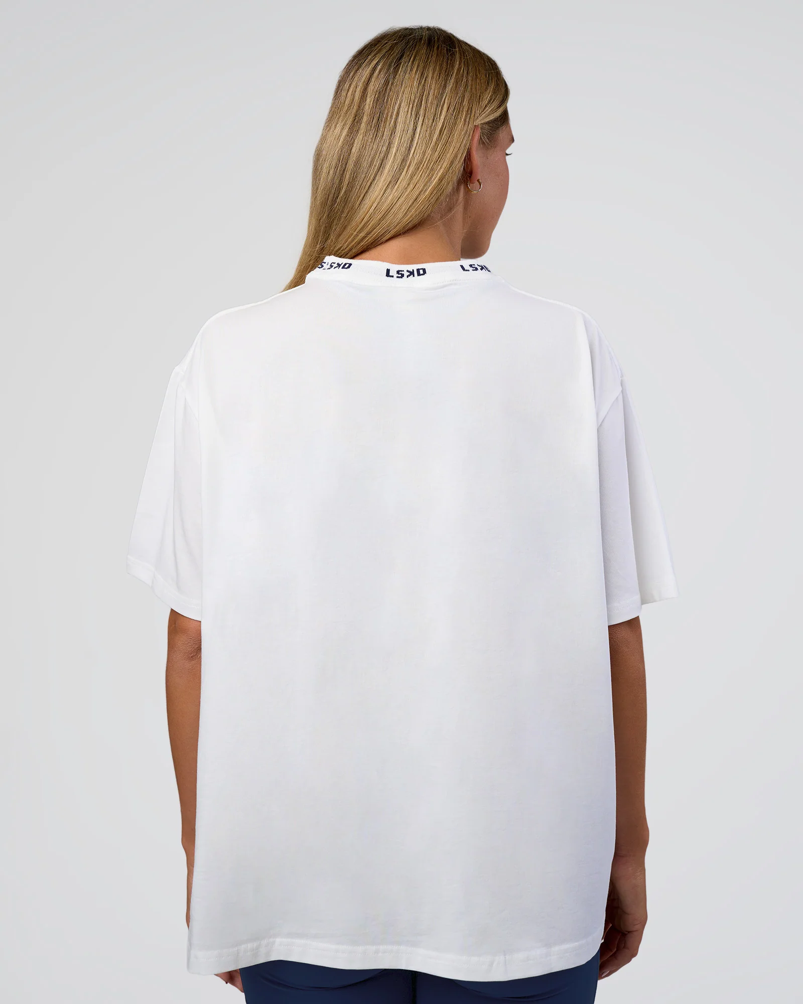 Go-To FLXCotton Oversized Deviation Tee - White-Future Navy - Image 4