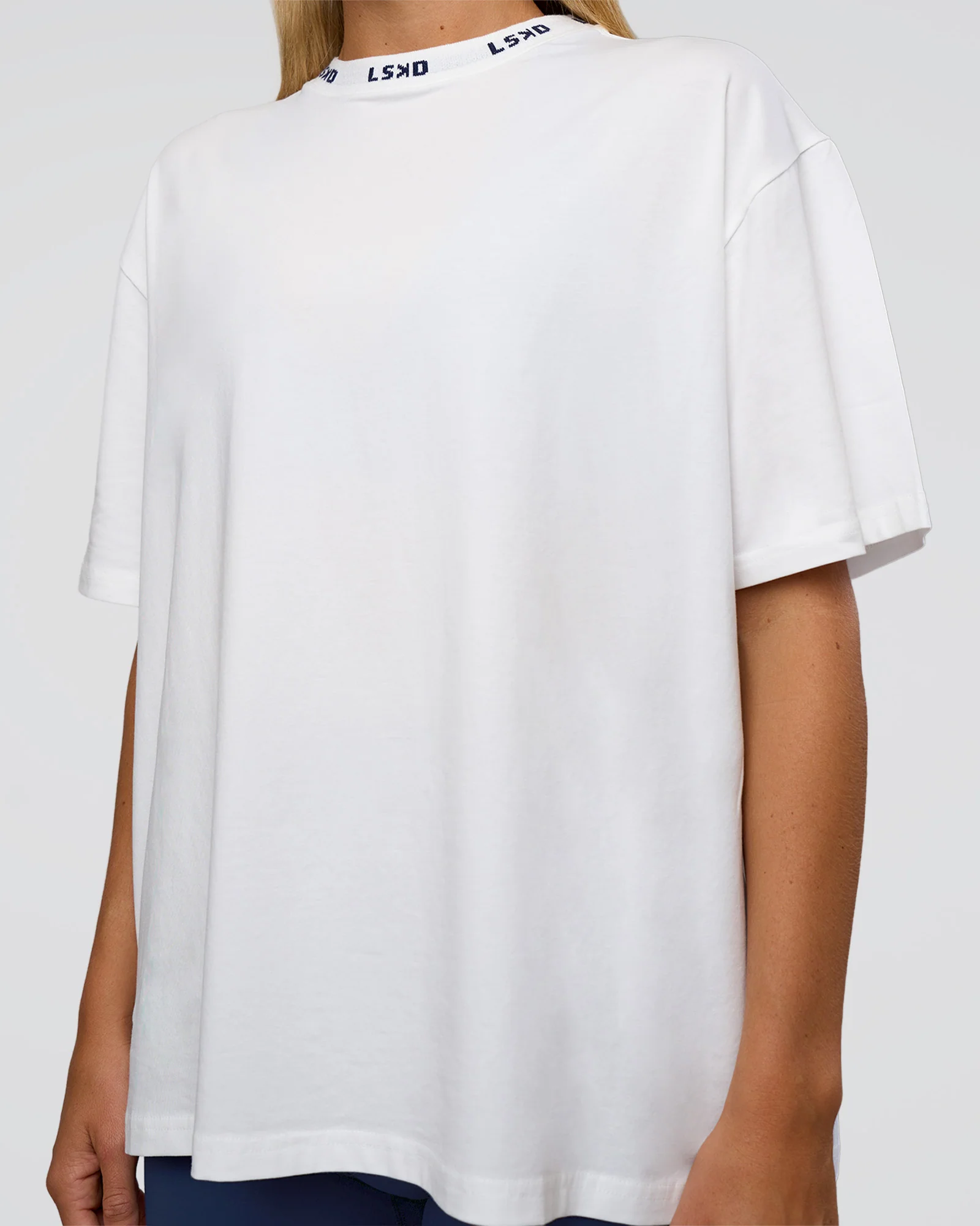 Go-To FLXCotton Oversized Deviation Tee - White-Future Navy - Image 6