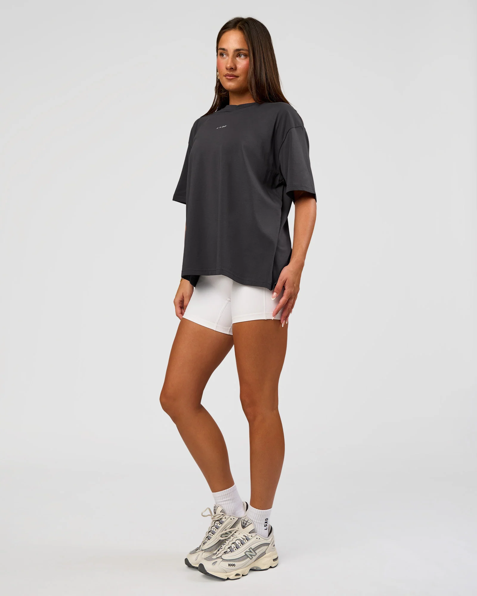 Go-To FLXCotton Oversized Tee - Dark Storm-White - Image 3