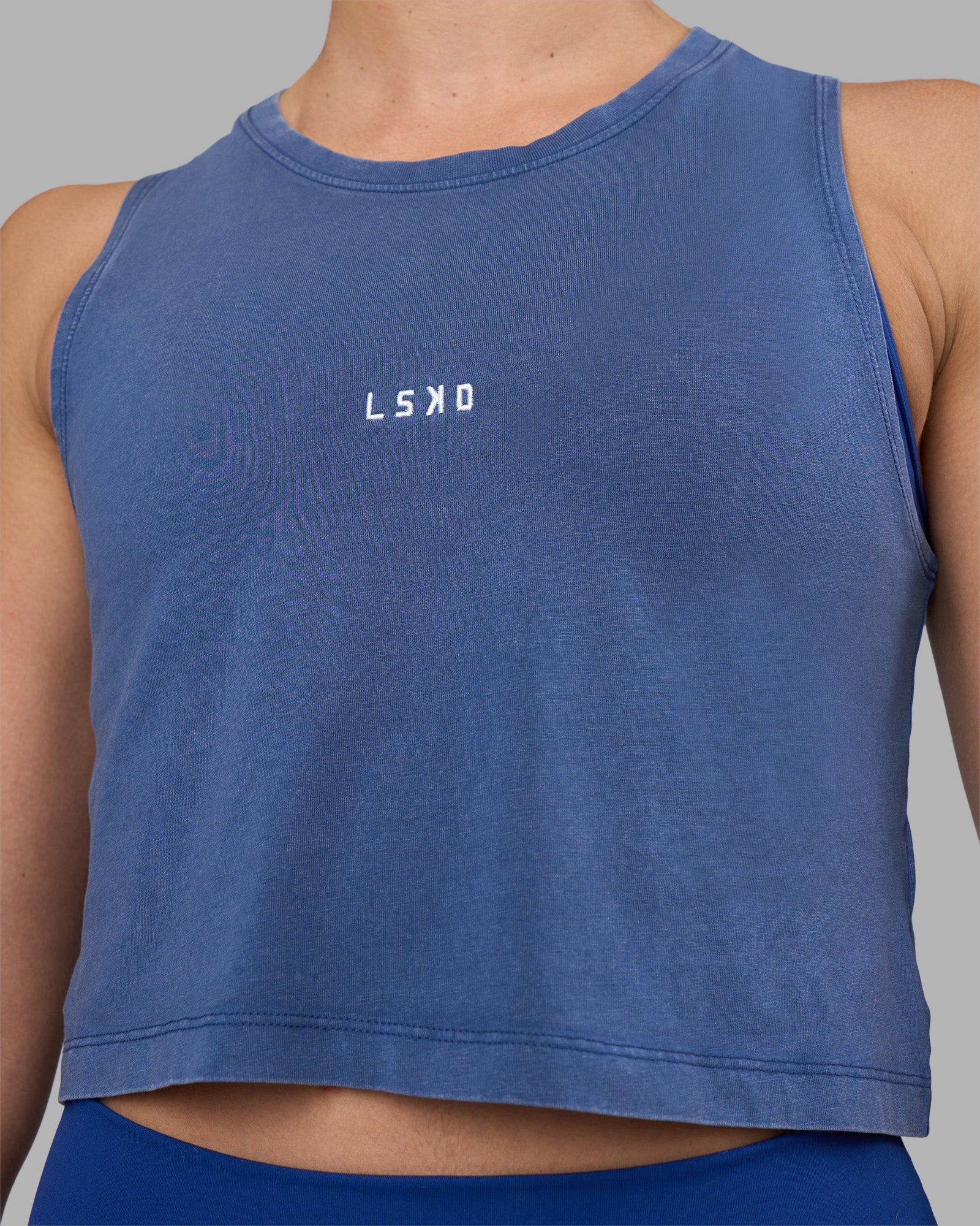 Go-To FLXCotton Tank - Midnight Blue Washed-White - Image 5