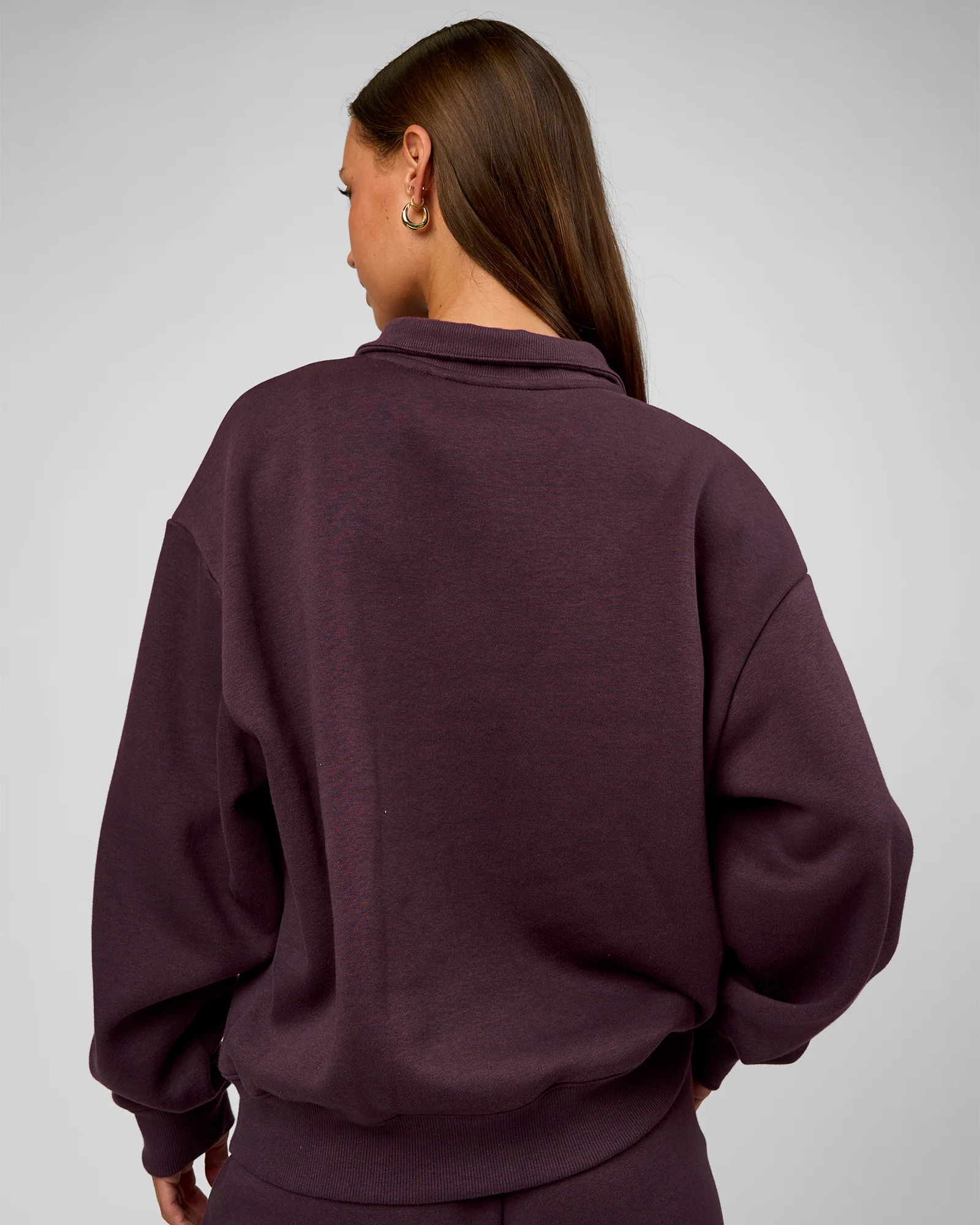 Go-To Oversized Quarter Zip Sweater - Midnight Plum - Image 5
