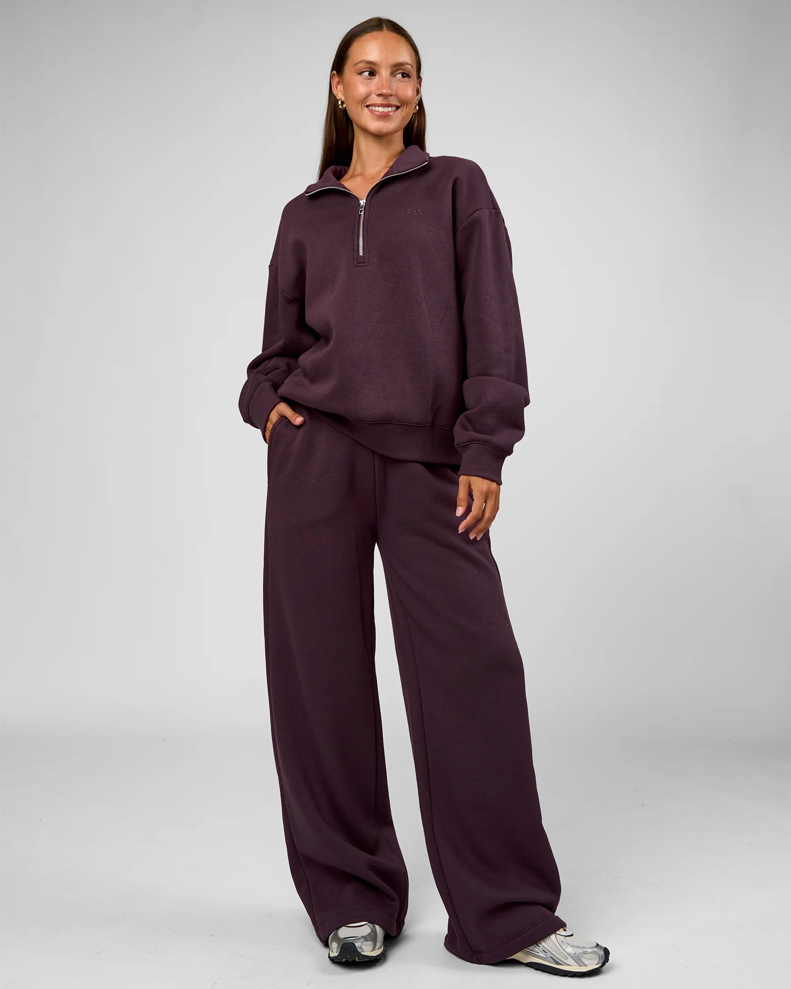 Go-To Oversized Quarter Zip Sweater - Midnight Plum - Image 6