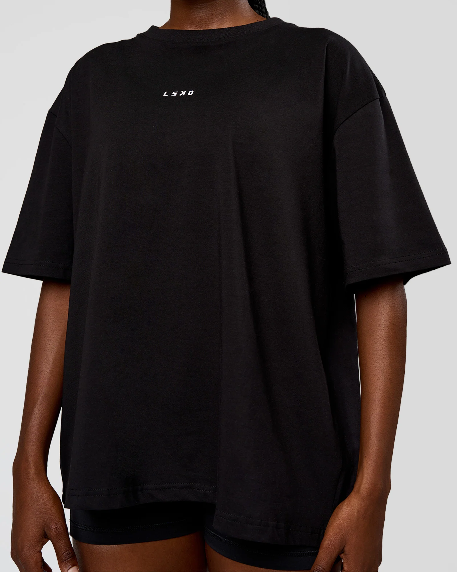 Go-To Run Club FLXCotton Oversized Tee - Black-Marshmallow - Image 4