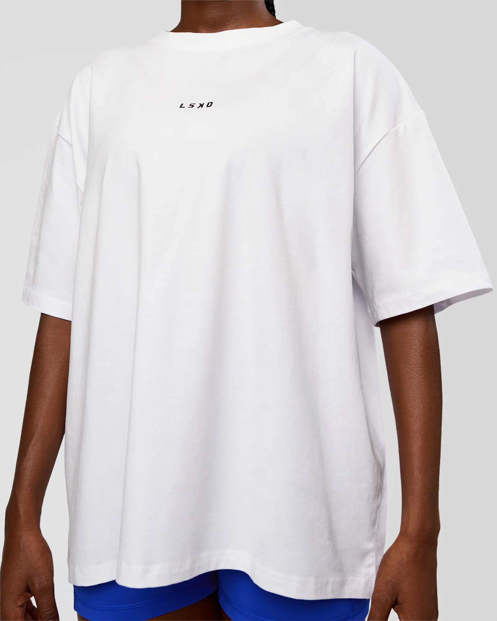 Go-To Run Club FLXCotton Oversized Tee - White-Electric Indigo - Image 4