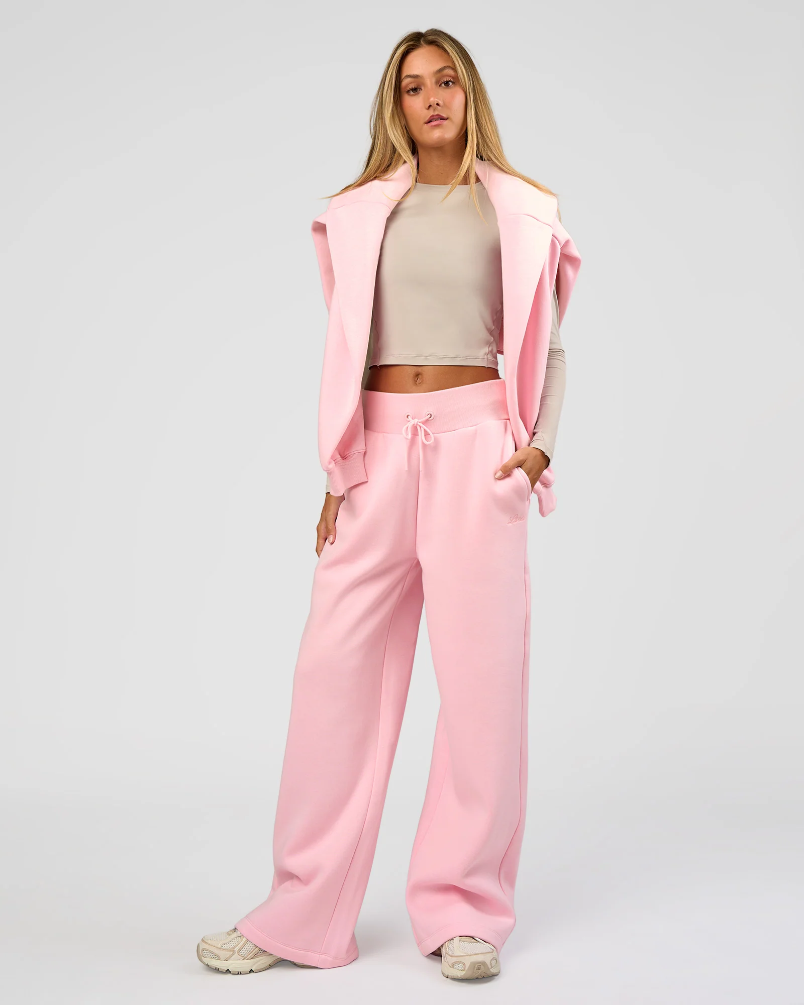 Go-To Script Wide Leg Track Pant - Marshmallow - Image 9