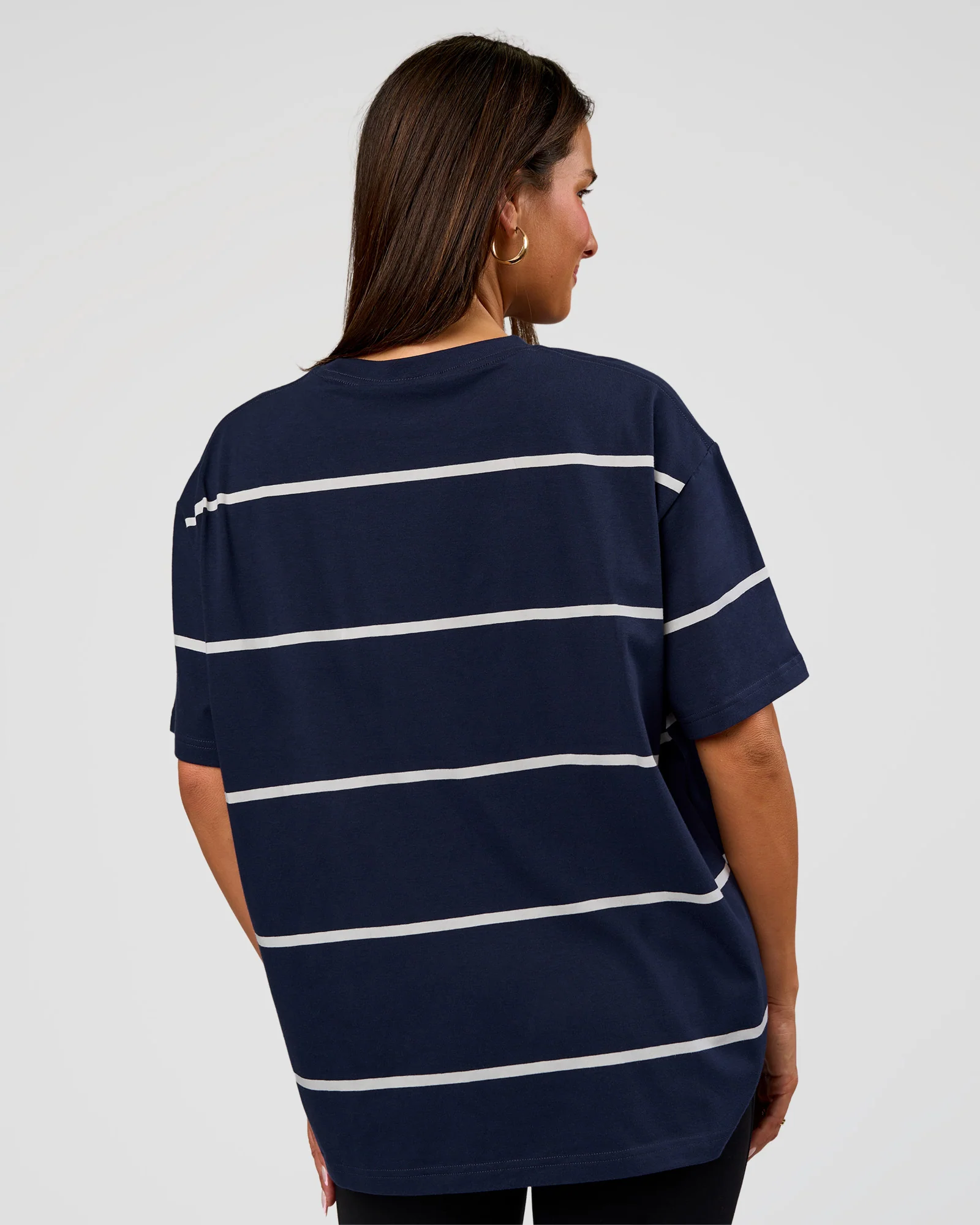 Go-To Stripe FLXCotton Oversized Tee - Future Navy-White - Image 4