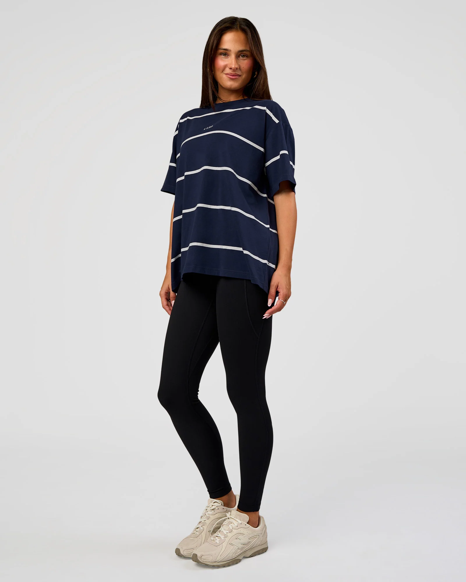 Go-To Stripe FLXCotton Oversized Tee - Future Navy-White - Image 6
