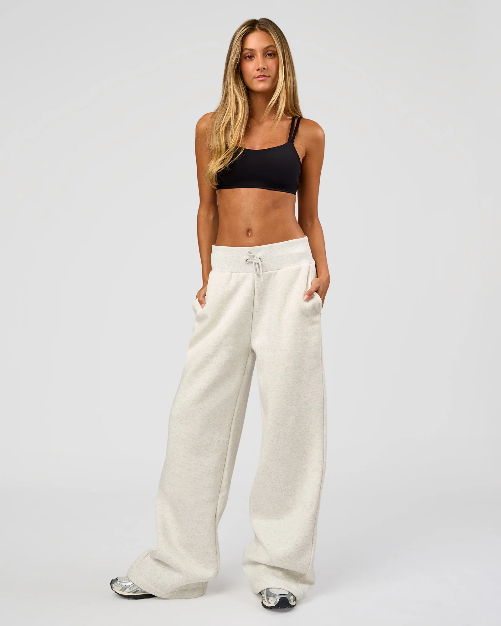 Go-To Wide Leg Track Pant Tall - Silver Marl - Image 5