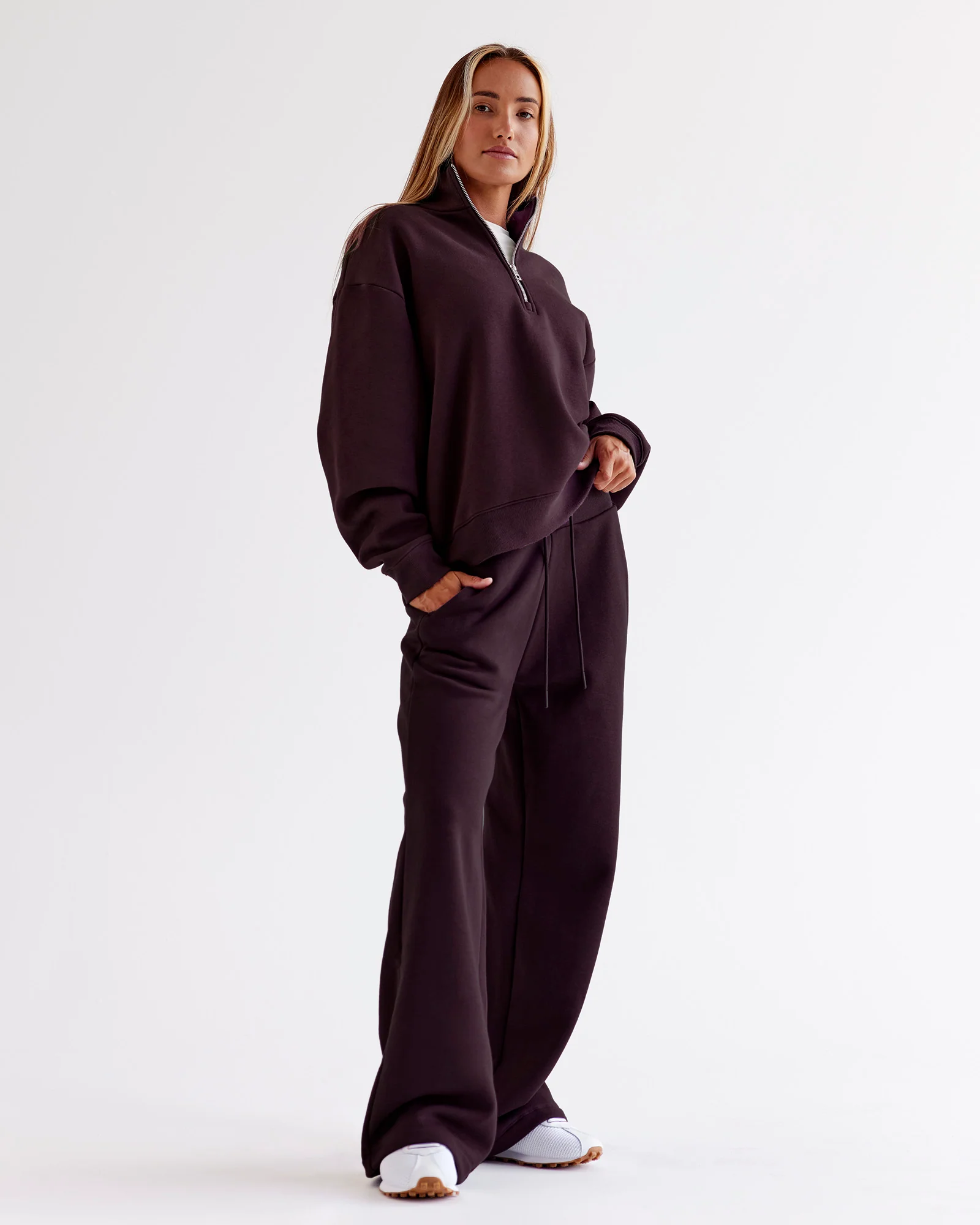 Go-To Wide Leg Track Pant - Midnight Plum - Image 2