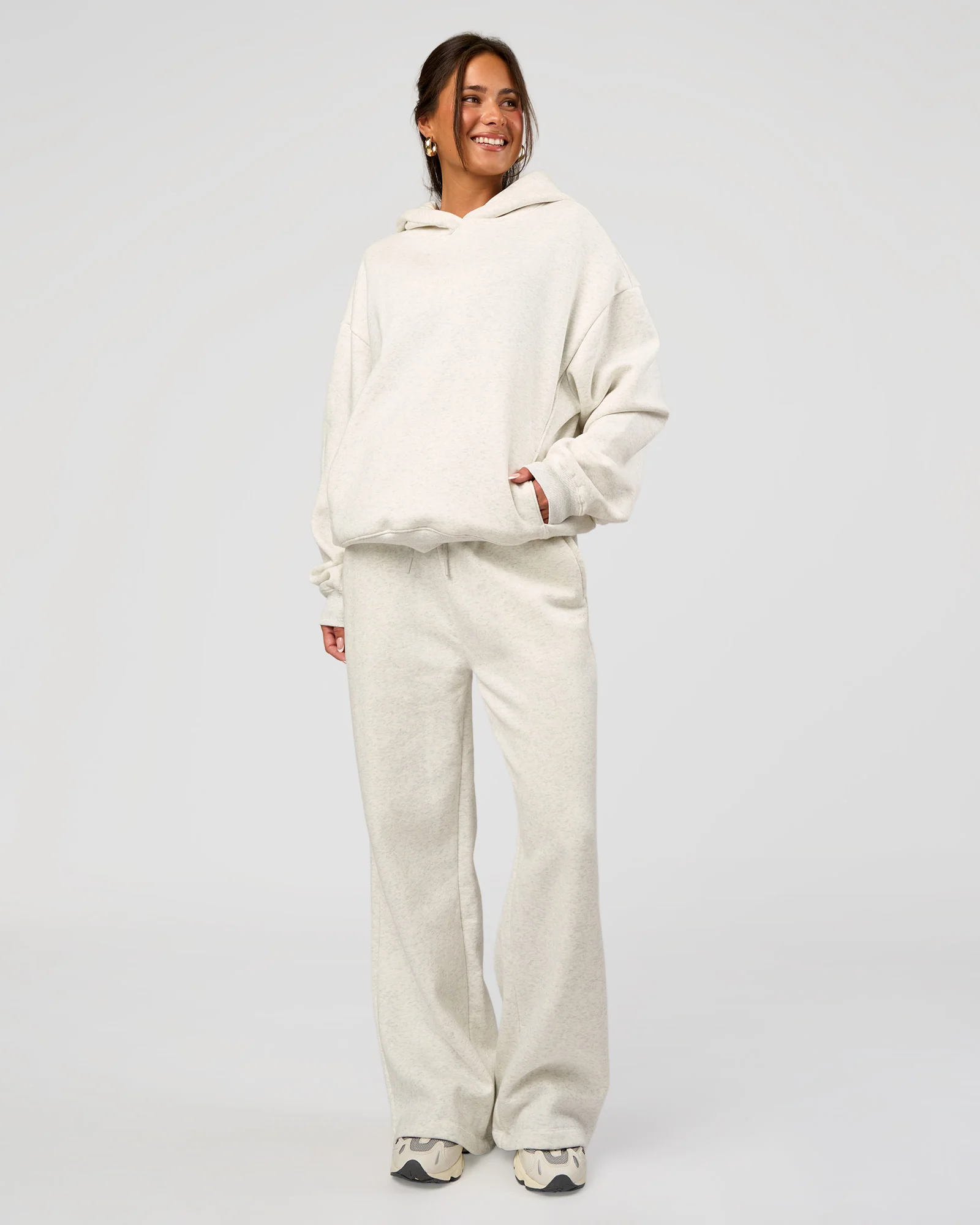Go-To Wide Leg Track Pant - Silver Marl - Image 8
