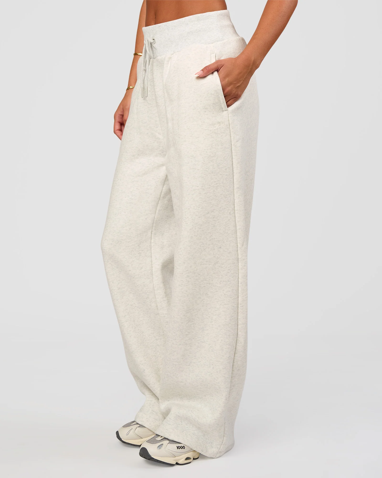 Go-To Wide Leg Track Pant - Silver Marl - Image 9