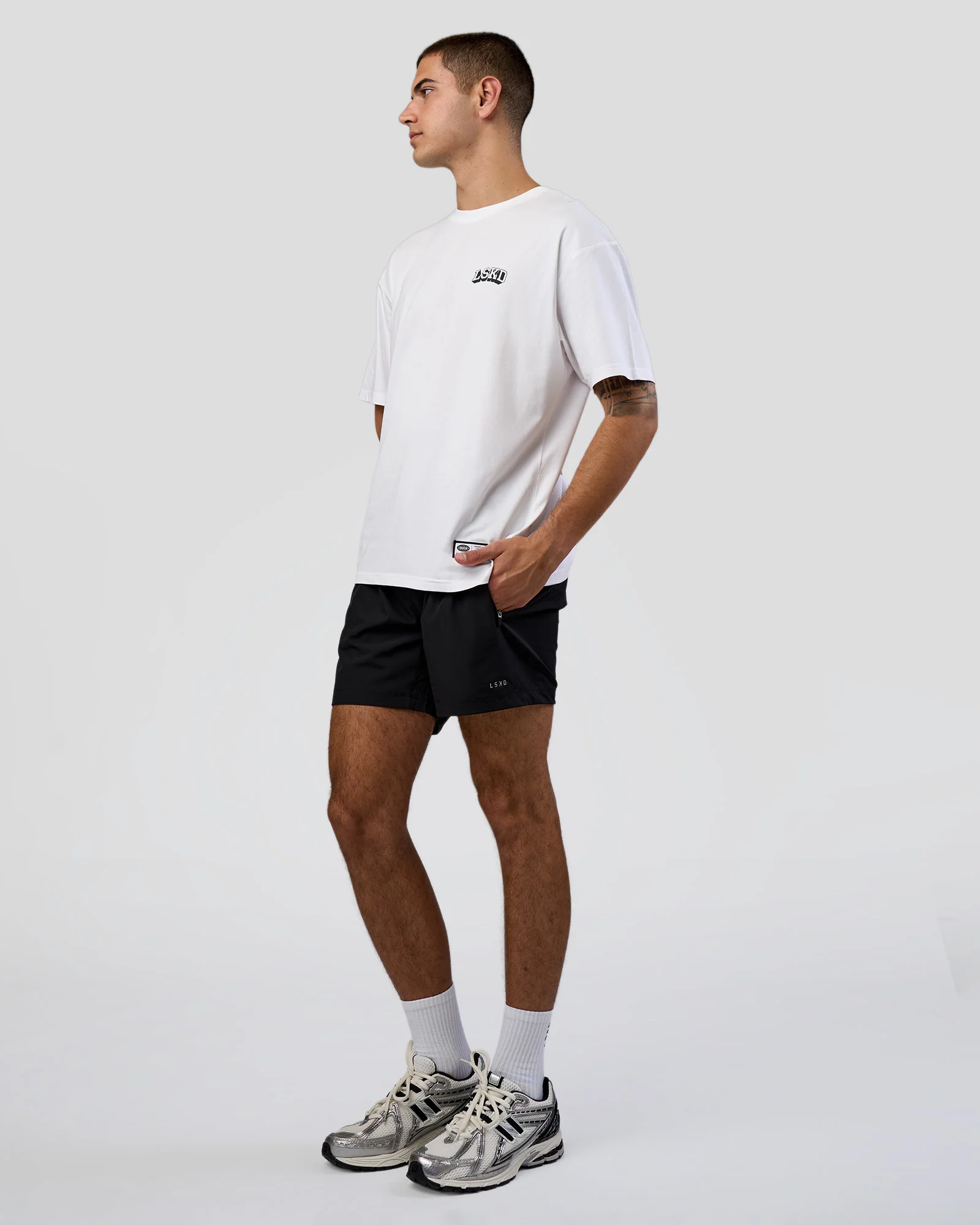 Grid FLXCotton Oversized Tee - White-Black - Image 2