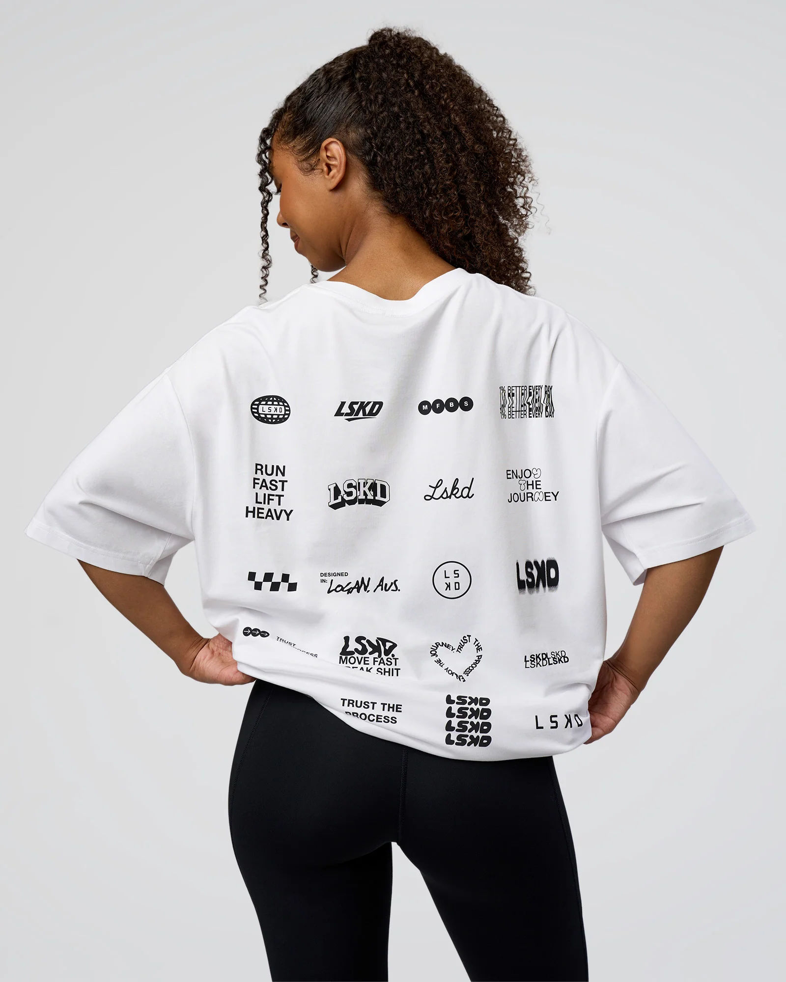 Grid FLXCotton Oversized Tee - White-Black - Image 3