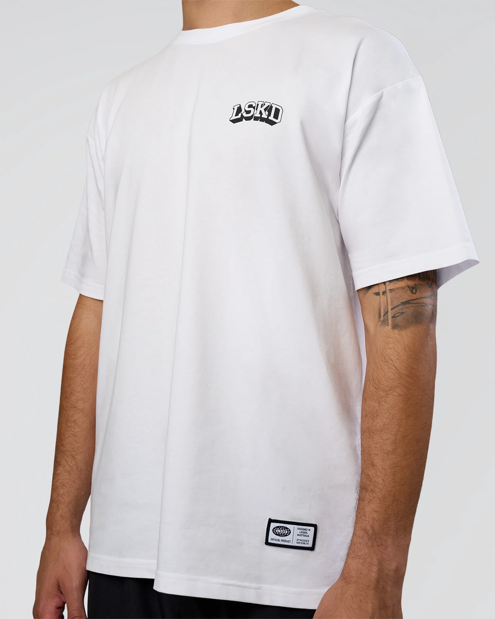 Grid FLXCotton Oversized Tee - White-Black - Image 6