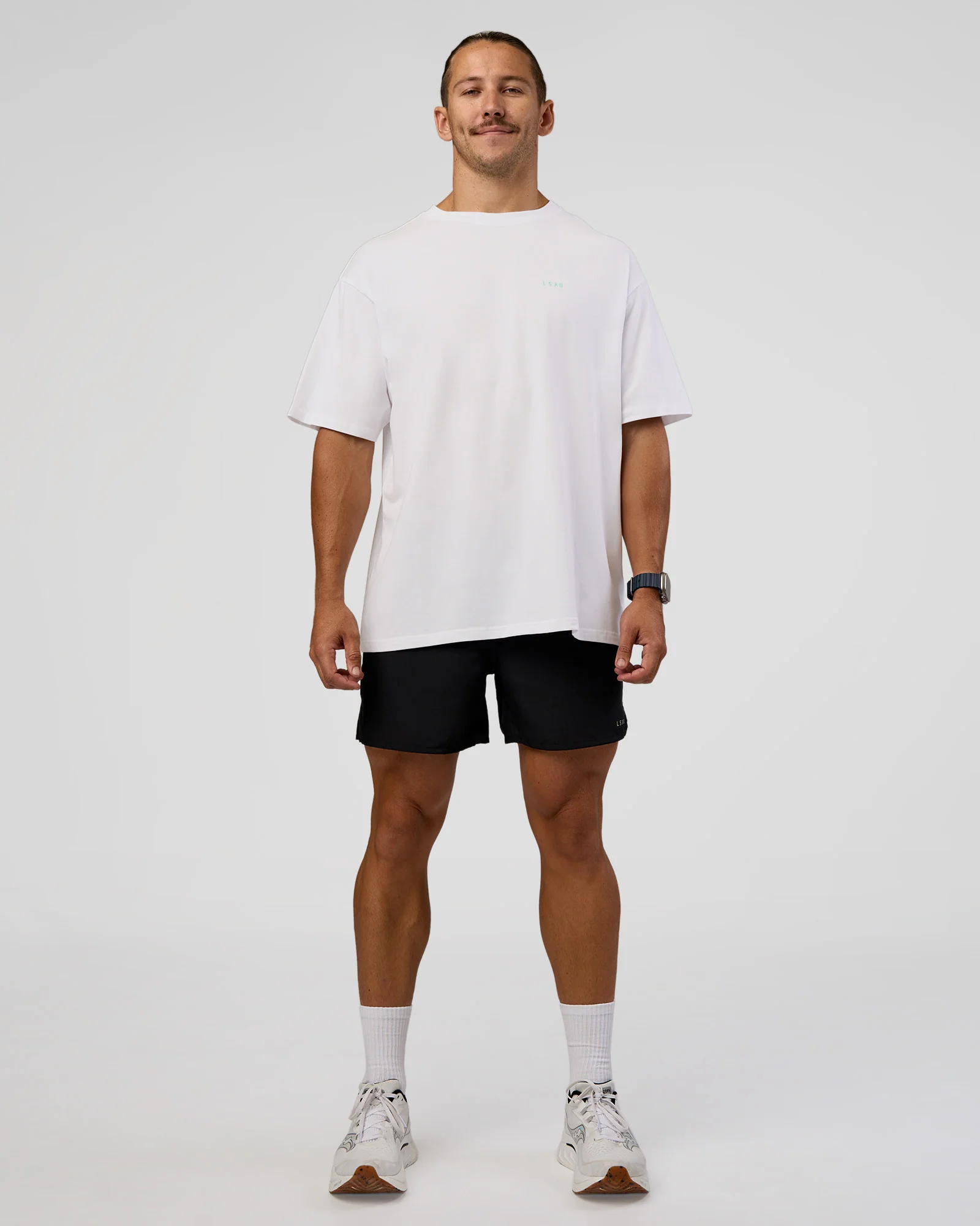 High Run FLXCotton Oversized Tee - White-Jelly Mint - Image 10