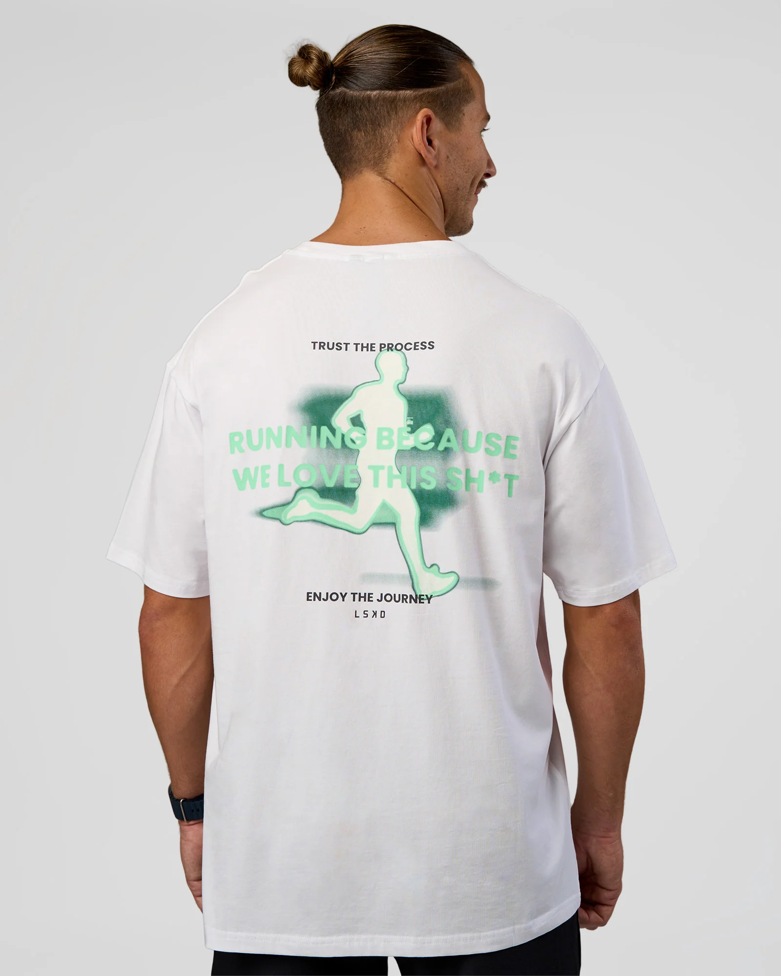High Run FLXCotton Oversized Tee - White-Jelly Mint - Image 2