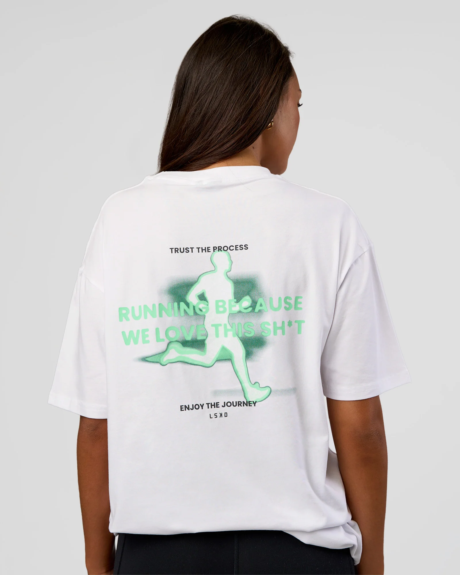 High Run FLXCotton Oversized Tee - White-Jelly Mint - Image 4