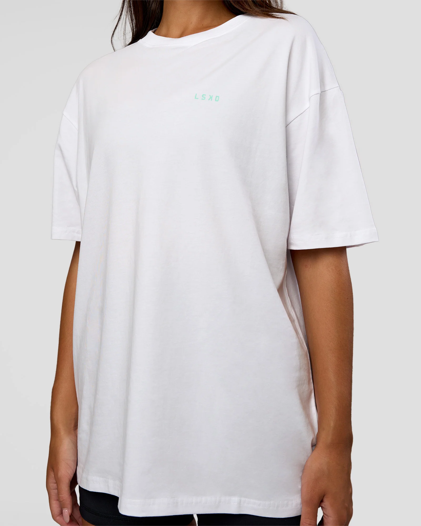 High Run FLXCotton Oversized Tee - White-Jelly Mint - Image 9