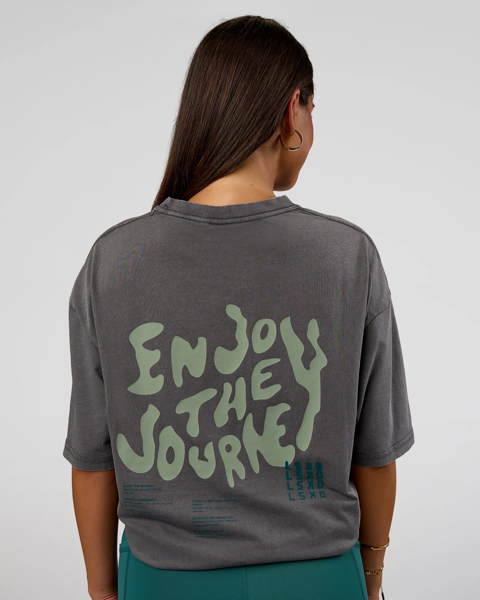Inferno Journey FLXCotton Oversized Tee - Dark Storm Washed-Iceberg Green - Image 4