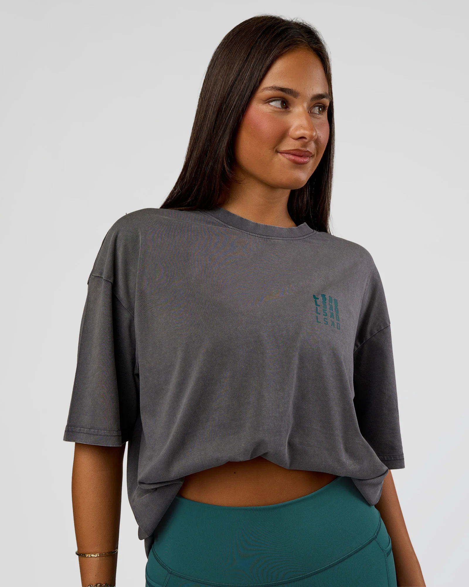 Inferno Journey FLXCotton Oversized Tee - Dark Storm Washed-Iceberg Green - Image 5