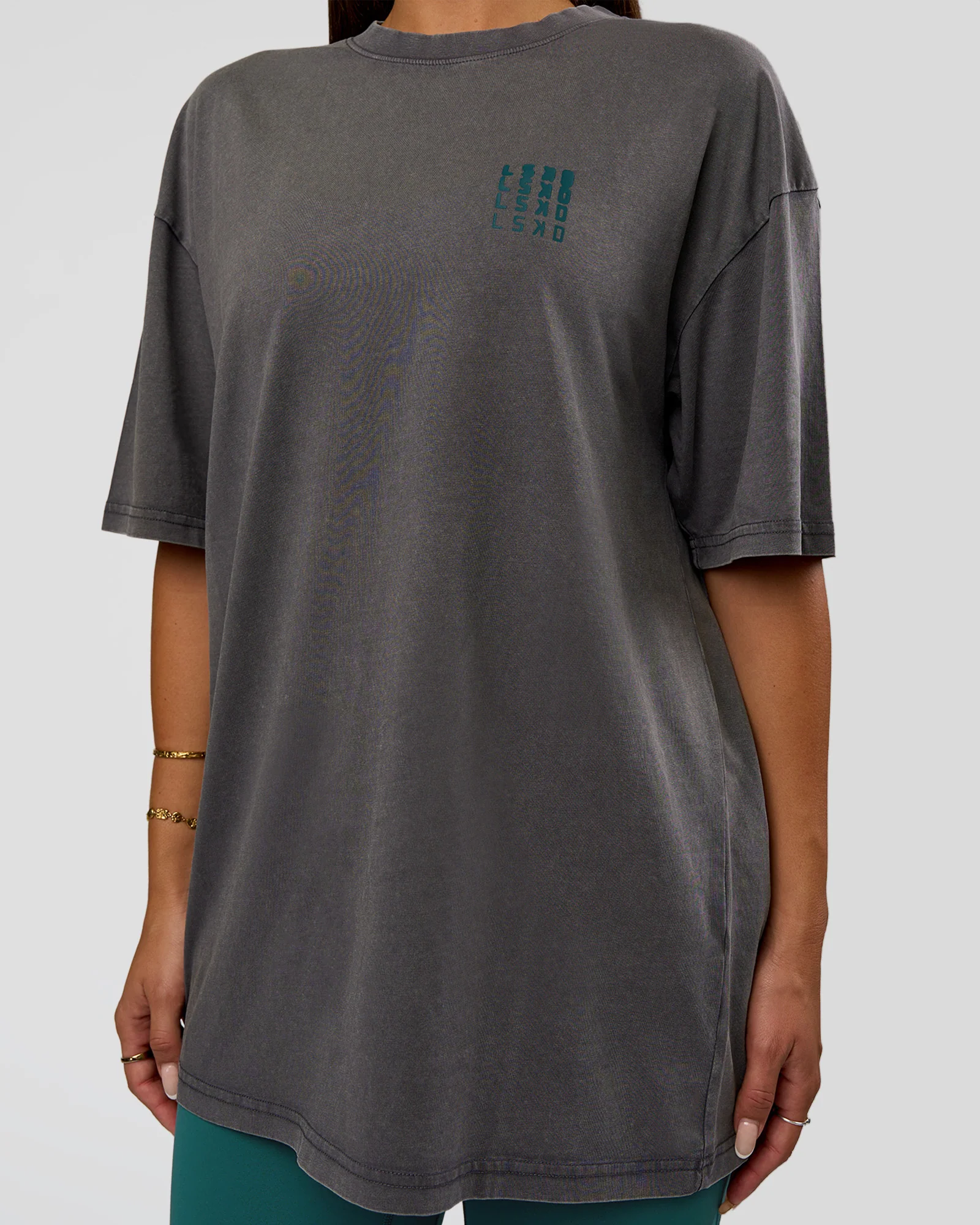 Inferno Journey FLXCotton Oversized Tee - Dark Storm Washed-Iceberg Green - Image 9