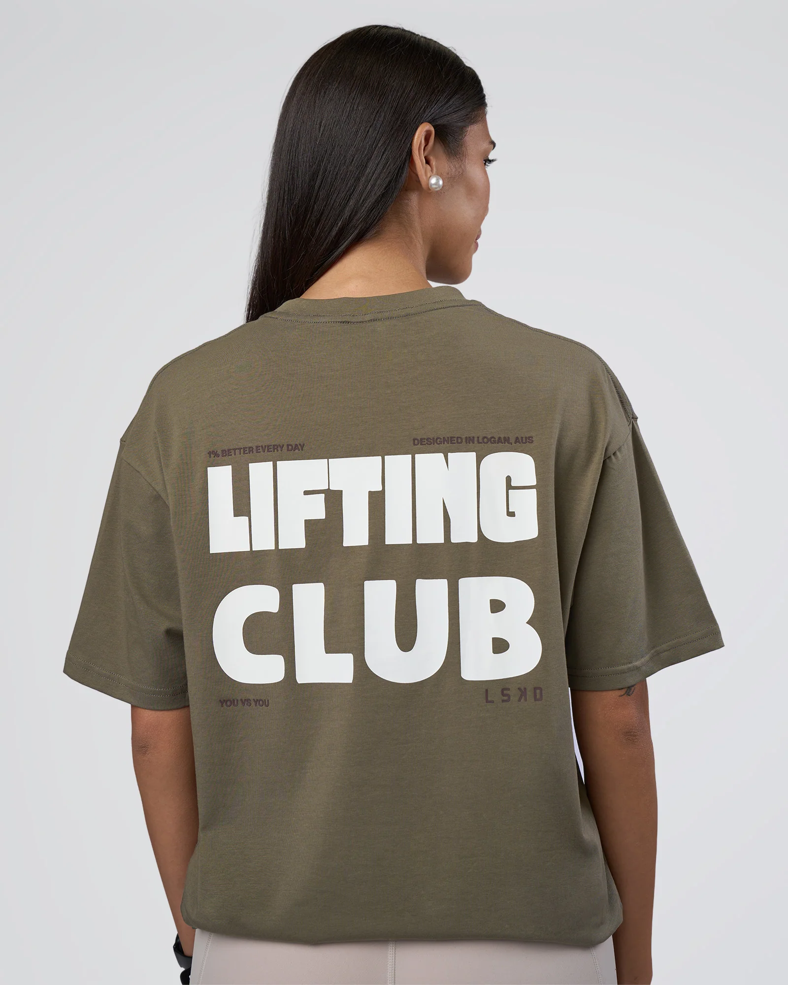 Lifting FLXCotton Oversized Tee - Walnut Grey-Hot Chocolate - Image 4