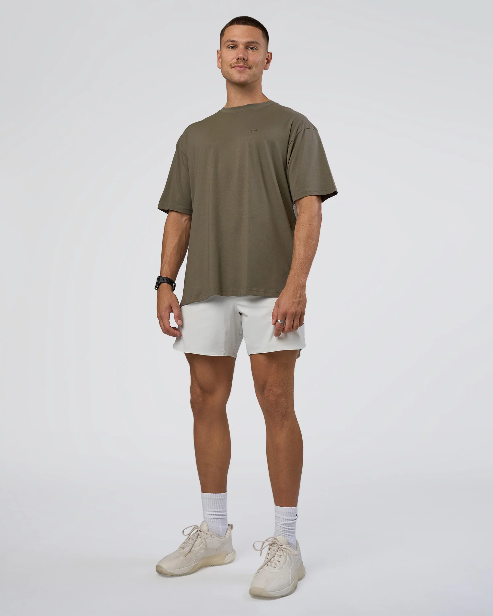 Lifting FLXCotton Oversized Tee - Walnut Grey-Hot Chocolate - Image 6