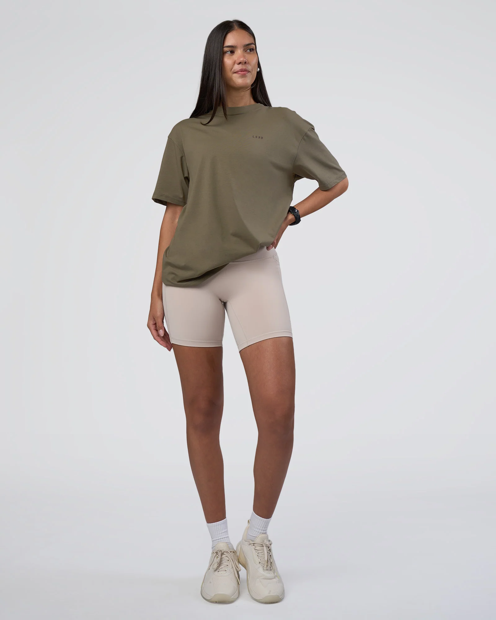 Lifting FLXCotton Oversized Tee - Walnut Grey-Hot Chocolate - Image 7