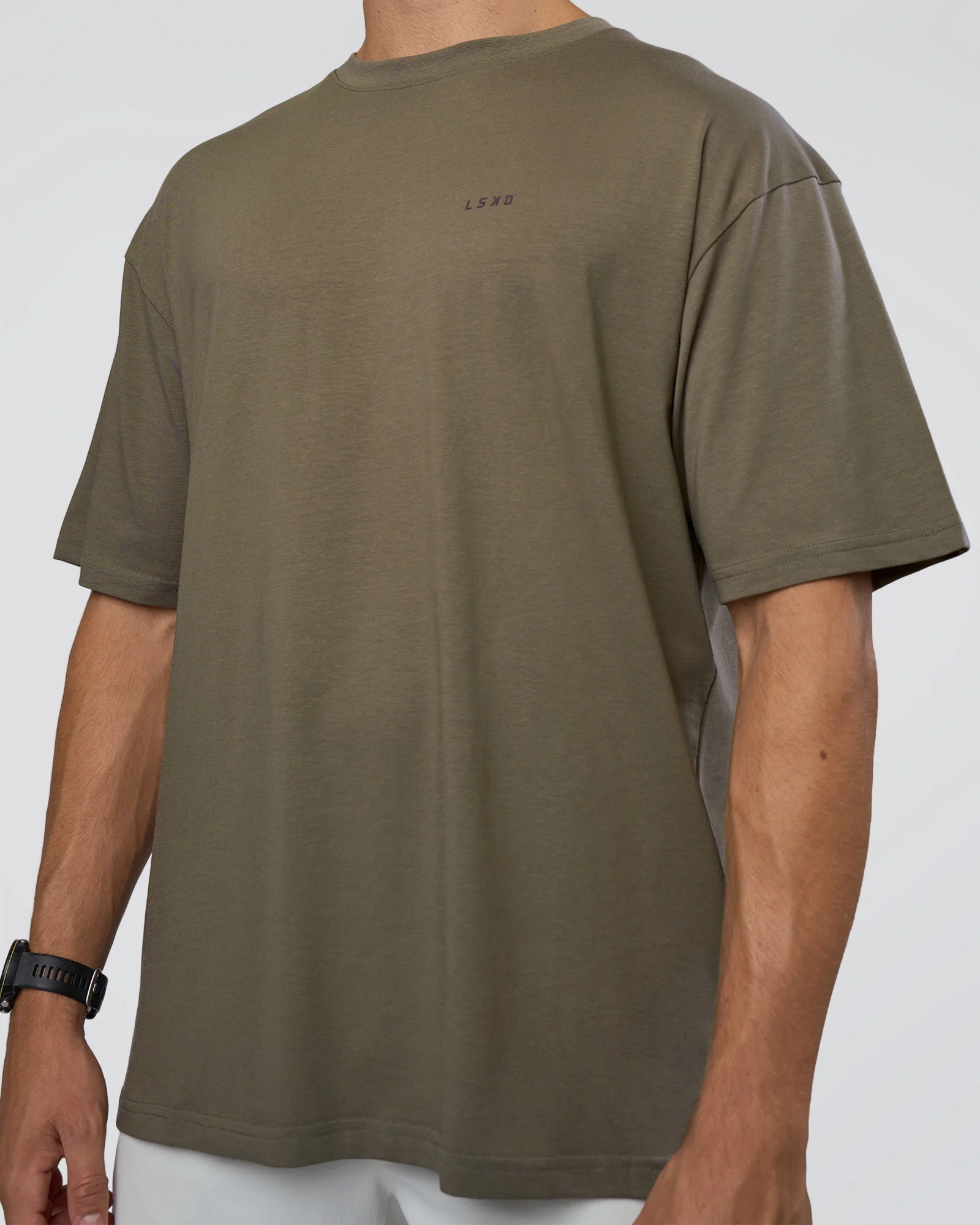 Lifting FLXCotton Oversized Tee - Walnut Grey-Hot Chocolate - Image 8