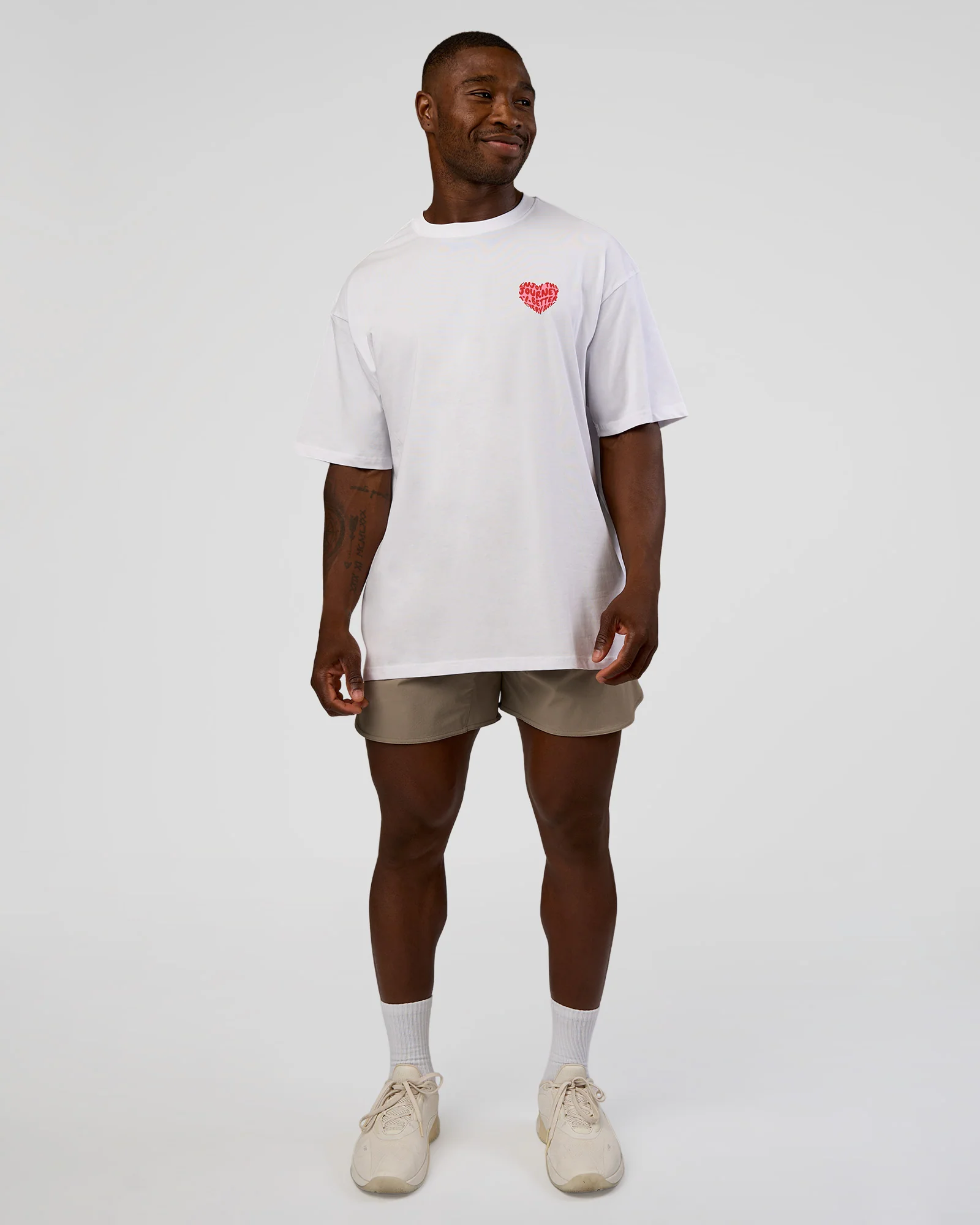Love the Journey FLXCotton Oversized Tee - White-Candy Pink - Image 10