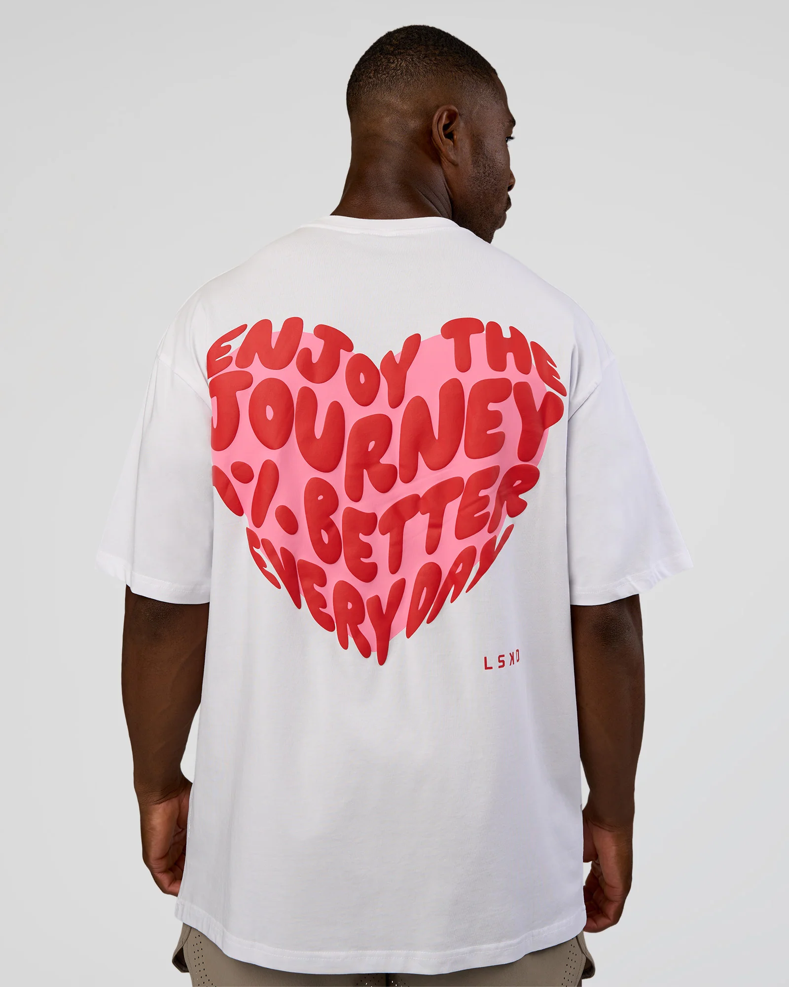 Love the Journey FLXCotton Oversized Tee - White-Candy Pink - Image 11