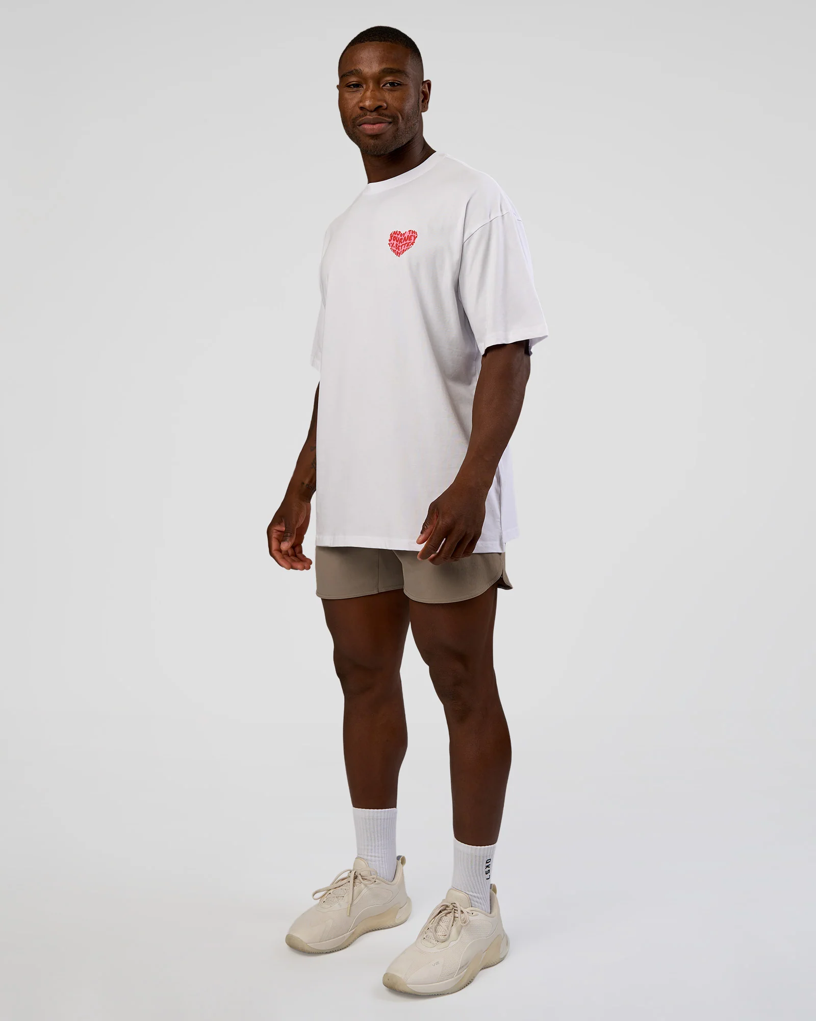 Love the Journey FLXCotton Oversized Tee - White-Candy Pink - Image 6