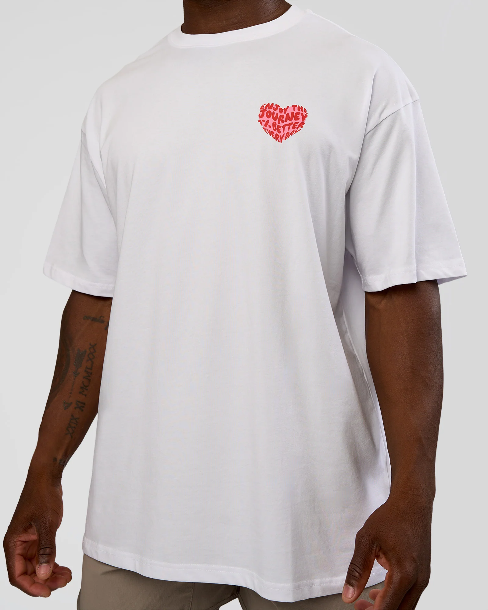 Love the Journey FLXCotton Oversized Tee - White-Candy Pink - Image 8