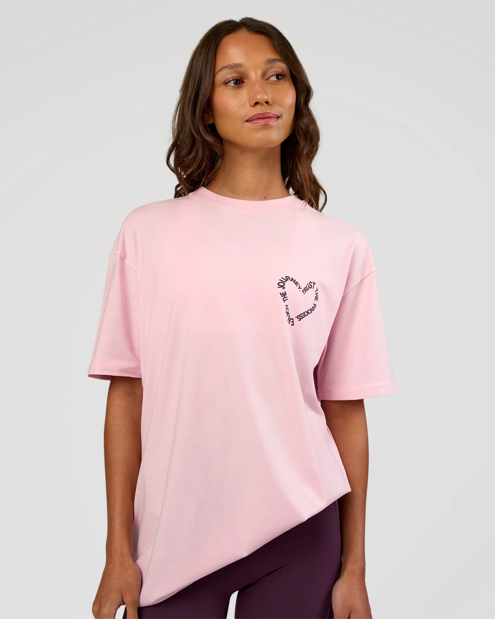 Love The Process FLXCotton Oversize Tee - Marshmallow-Midnight Plum - Image 4