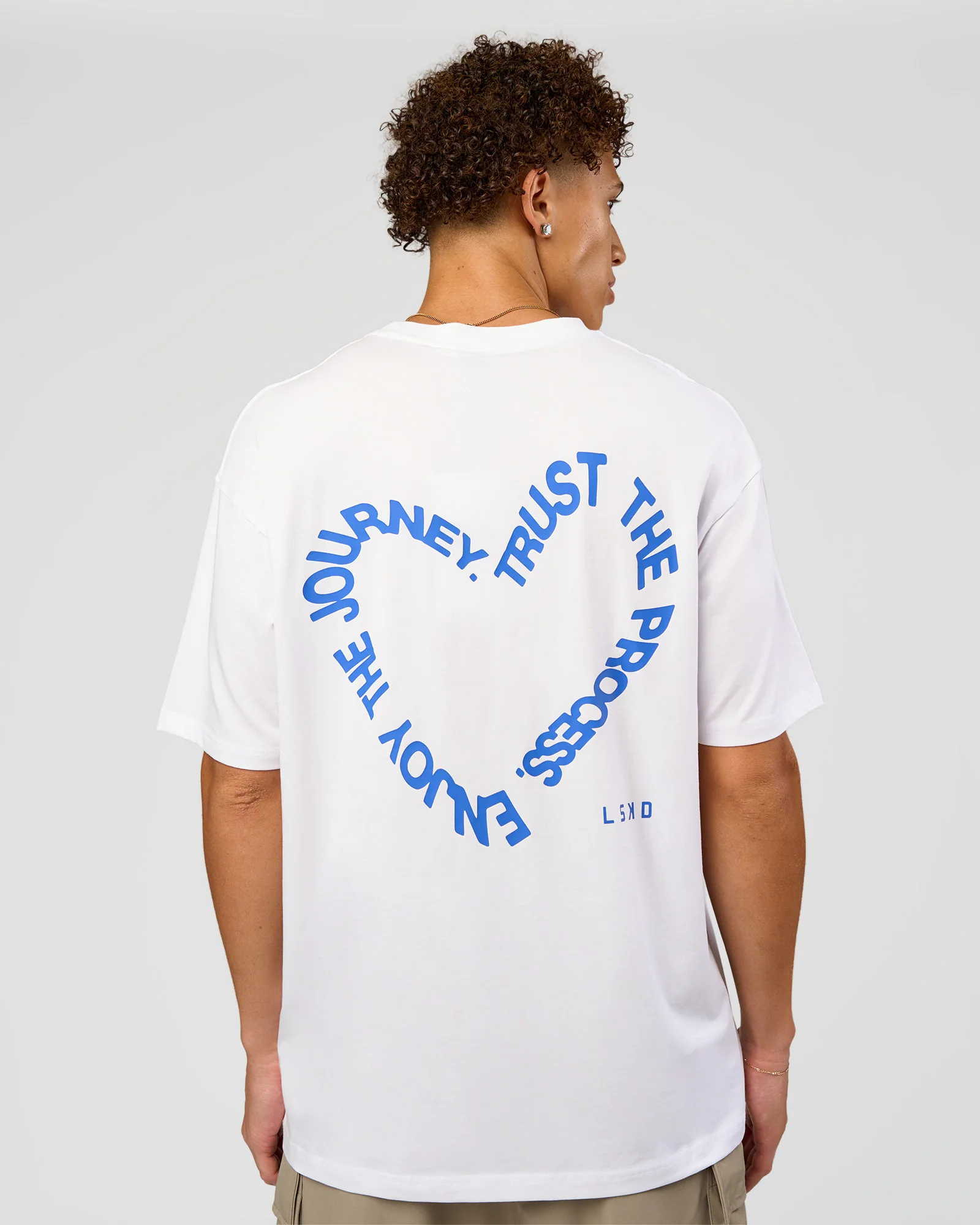 Love The Process FLXCotton Oversize Tee - White-Electric Indigo - Image 2