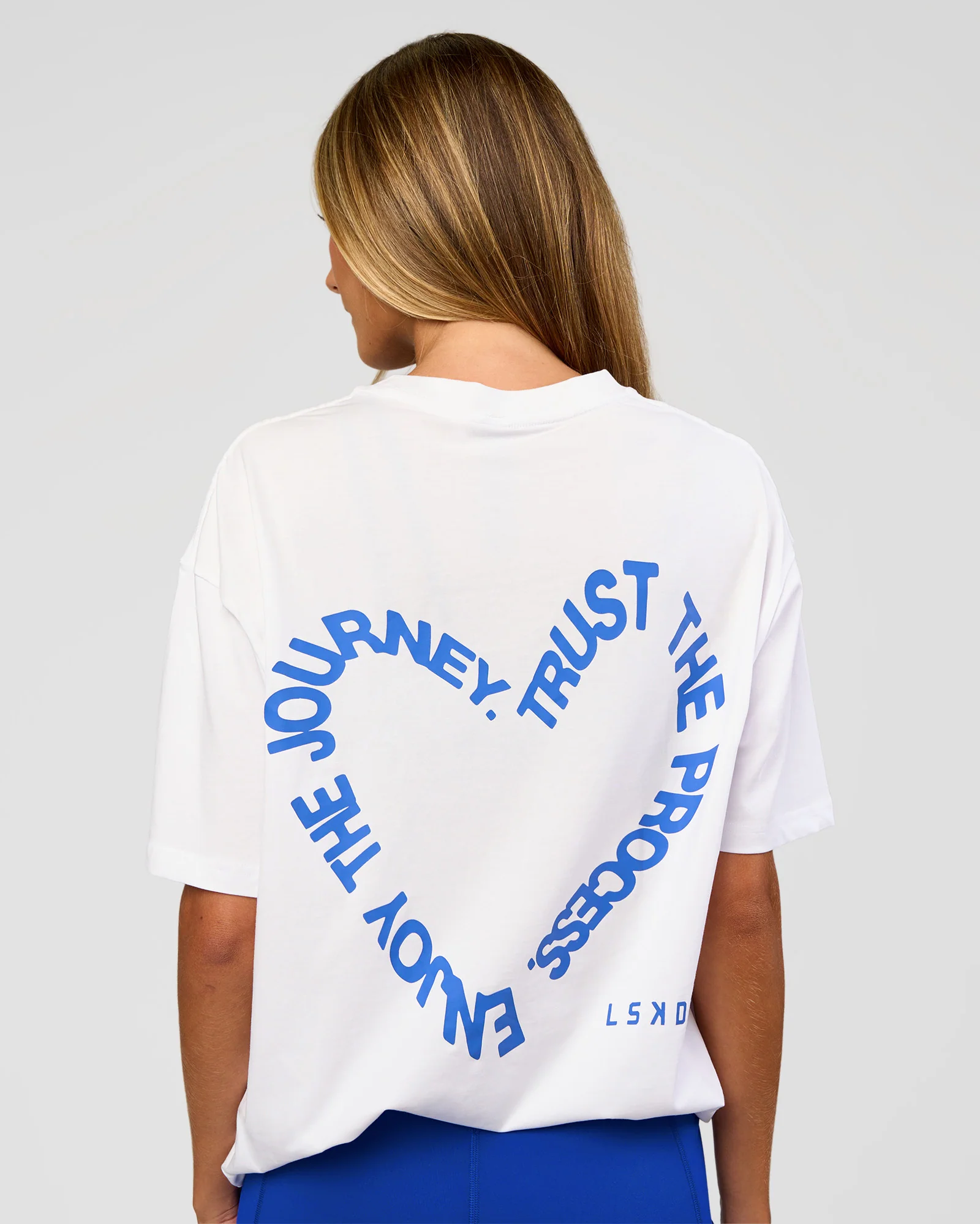 Love The Process FLXCotton Oversize Tee - White-Electric Indigo - Image 4