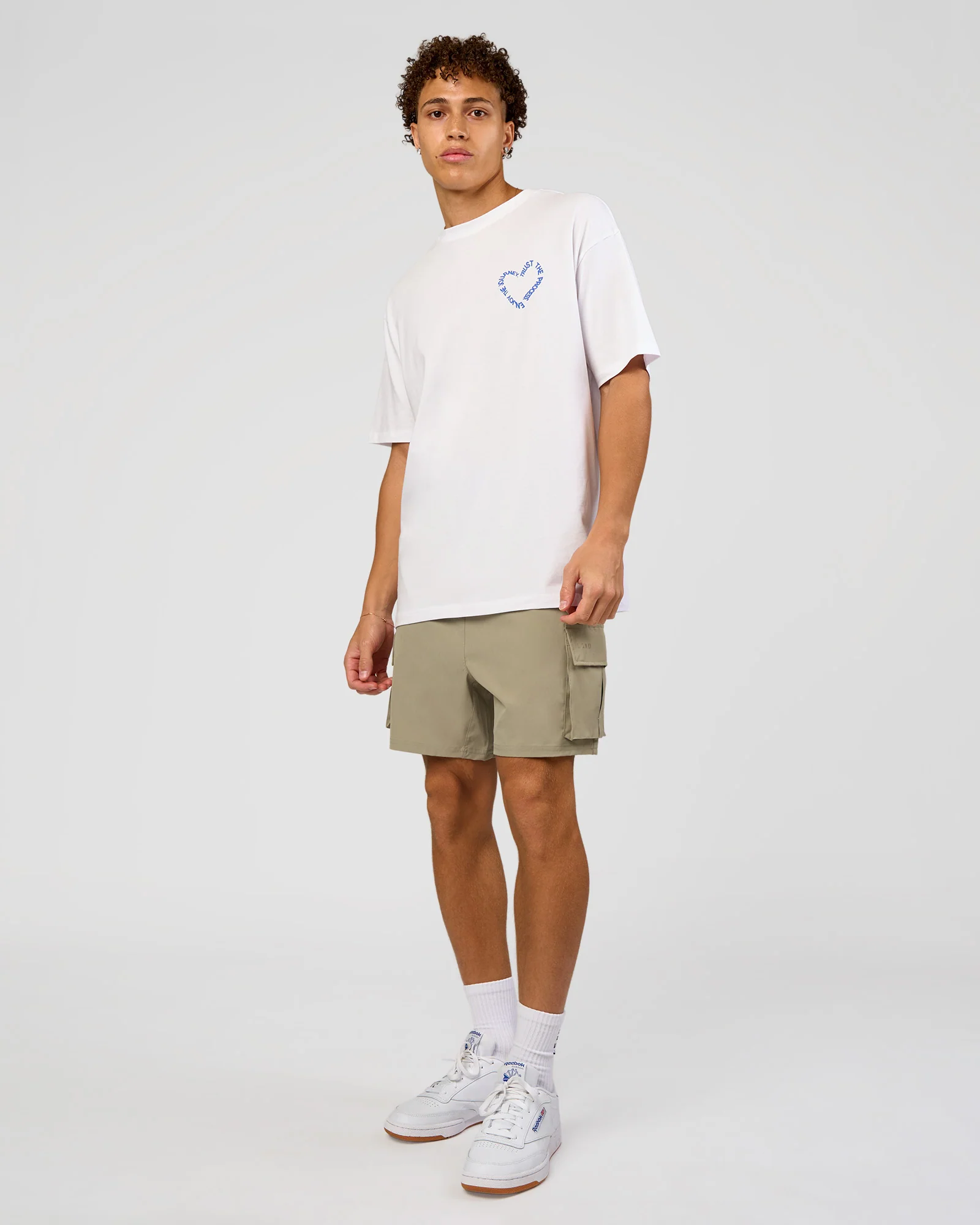 Love The Process FLXCotton Oversize Tee - White-Electric Indigo - Image 6