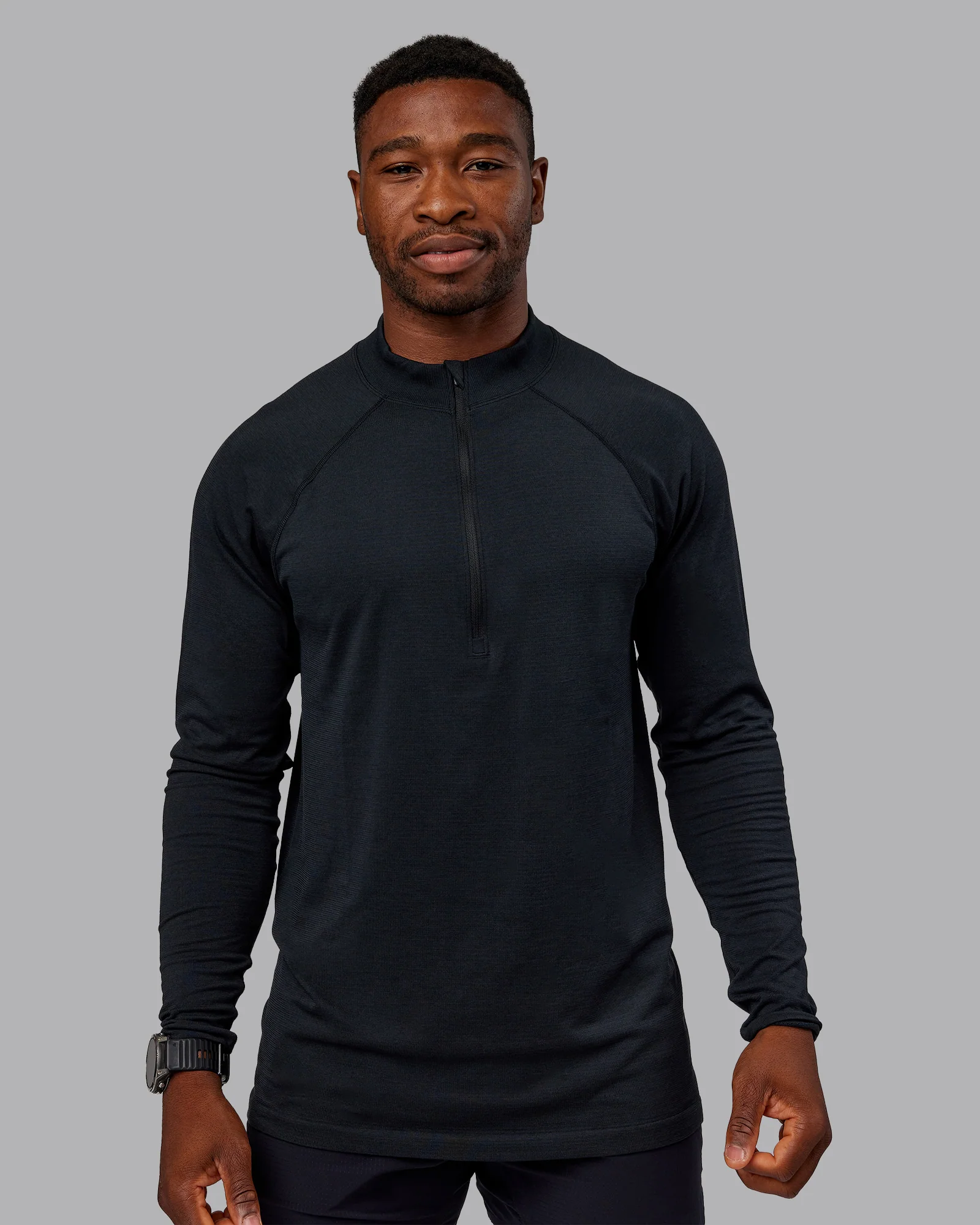 AeroFLX+ Seamless Half Zip Long Sleeve Tee - Black Marl - Image 2
