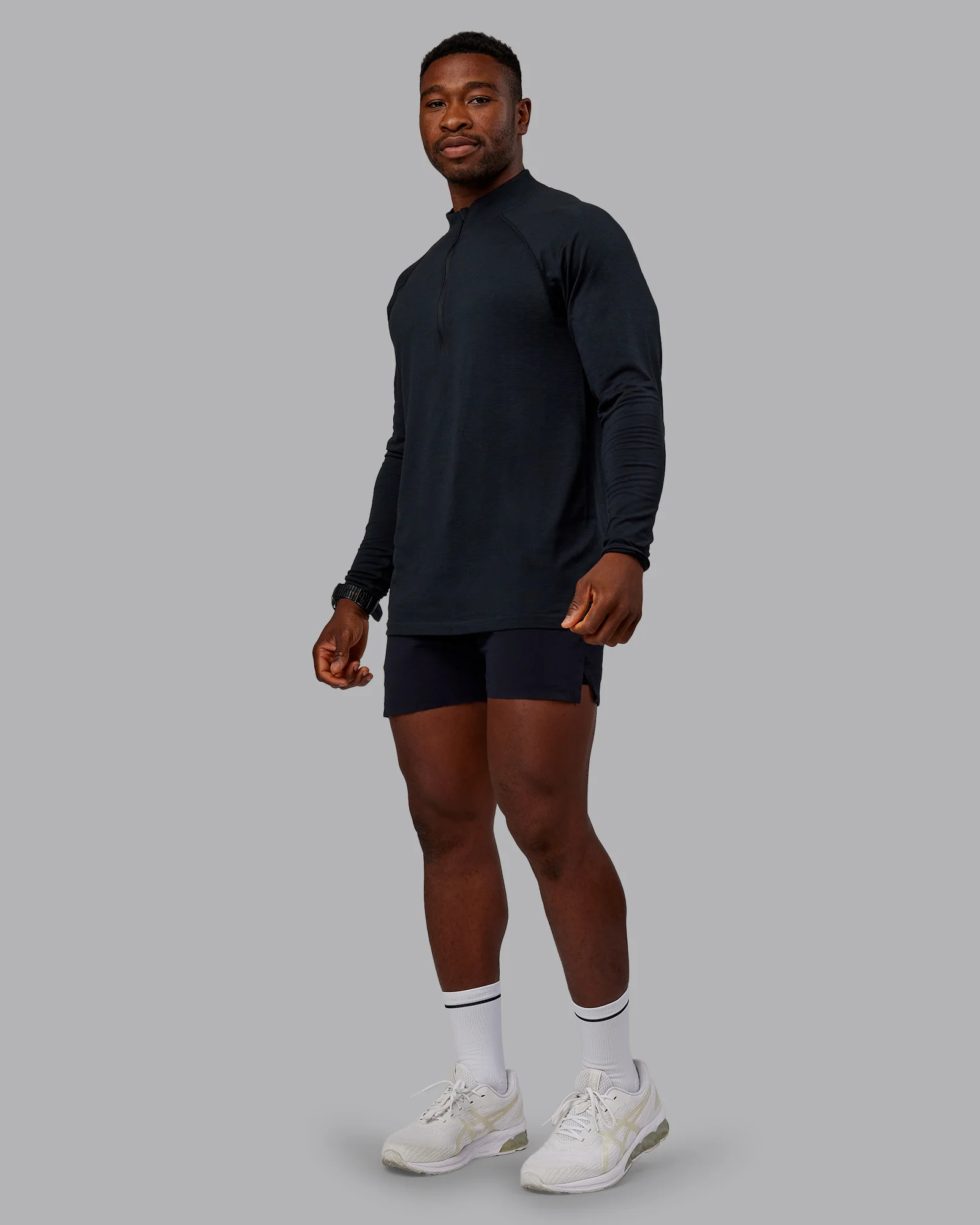 AeroFLX+ Seamless Half Zip Long Sleeve Tee - Black Marl - Image 3