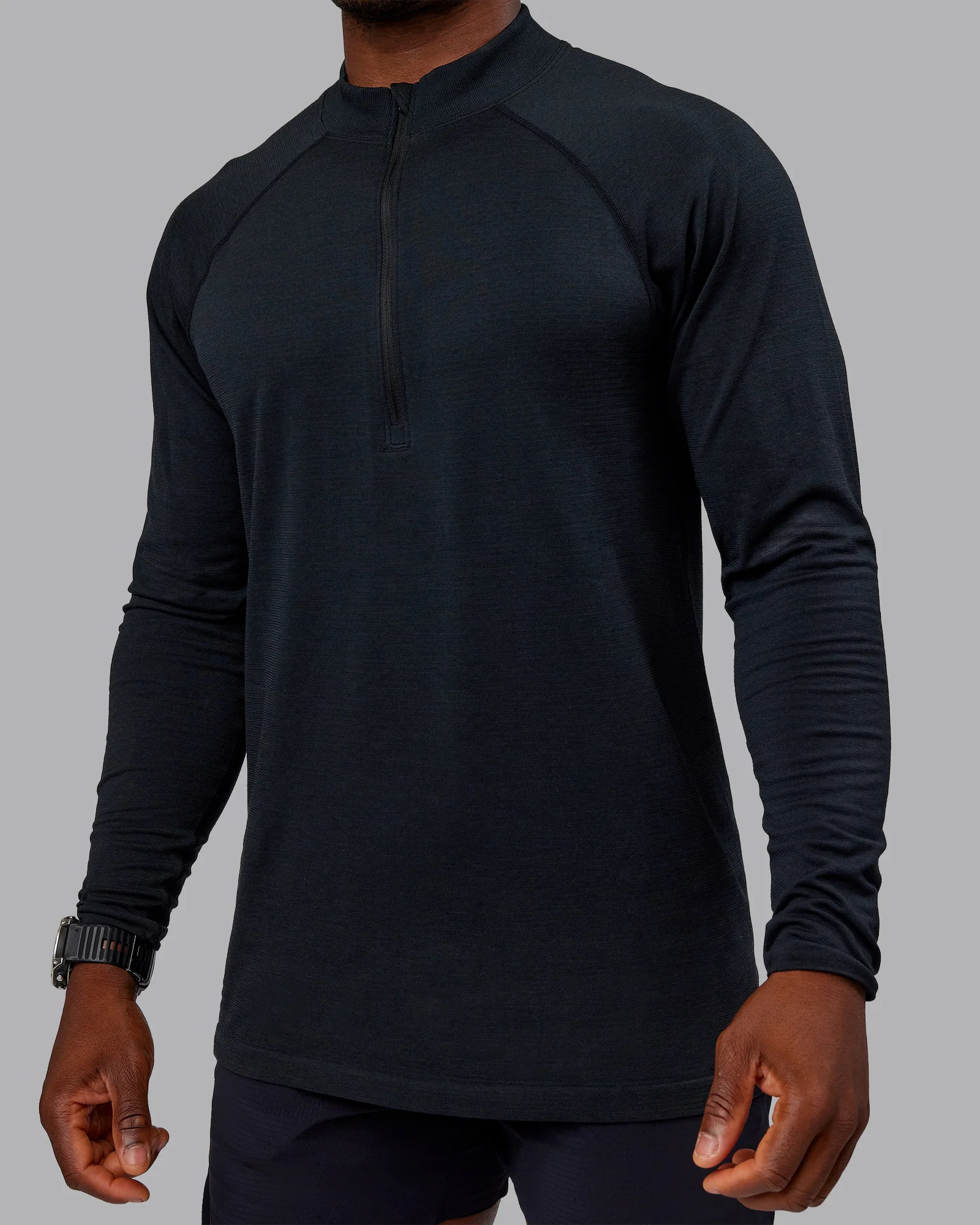 AeroFLX+ Seamless Half Zip Long Sleeve Tee - Black Marl - Image 5