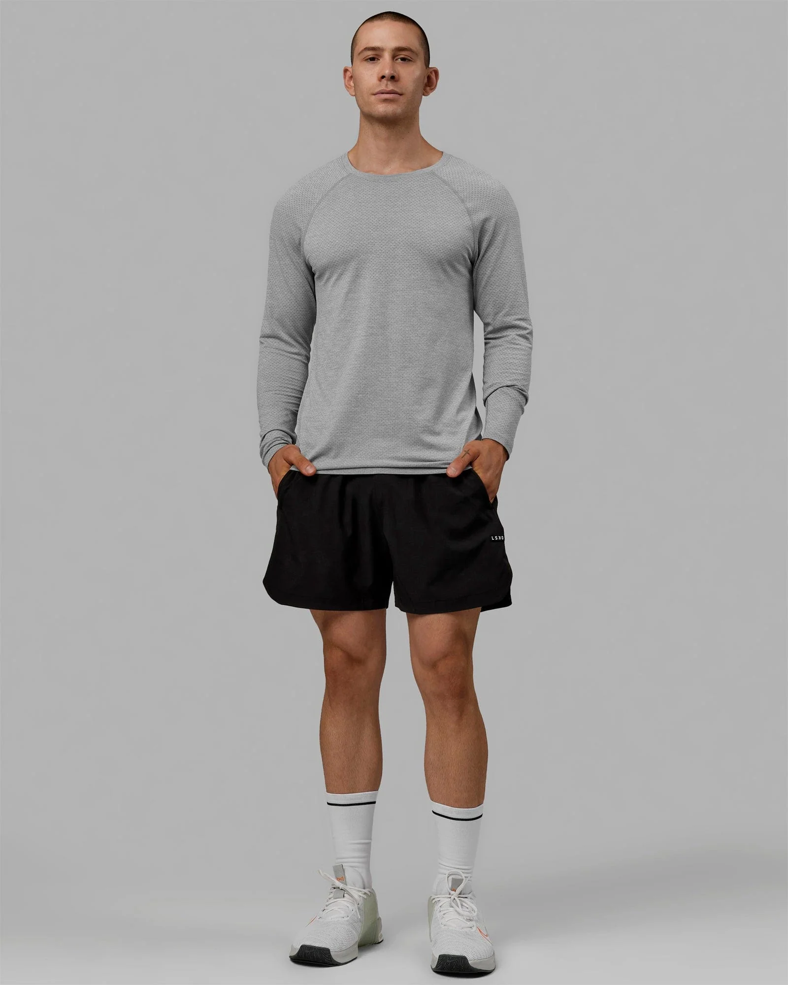 AeroFLX+ Seamless Long Sleeve Tee - Lt Grey Marl - Image 6