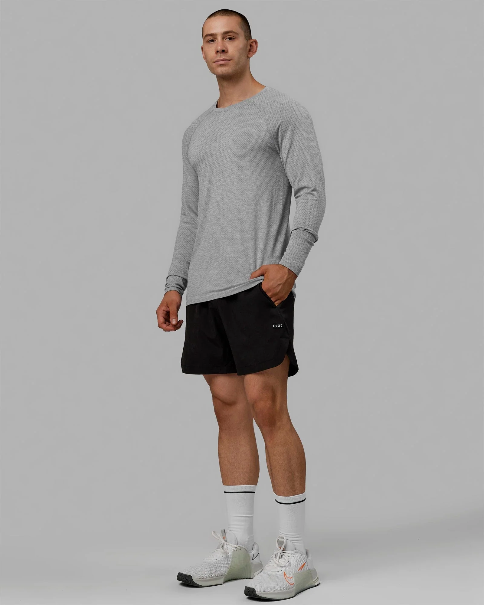 AeroFLX+ Seamless Long Sleeve Tee - Lt Grey Marl - Image 7