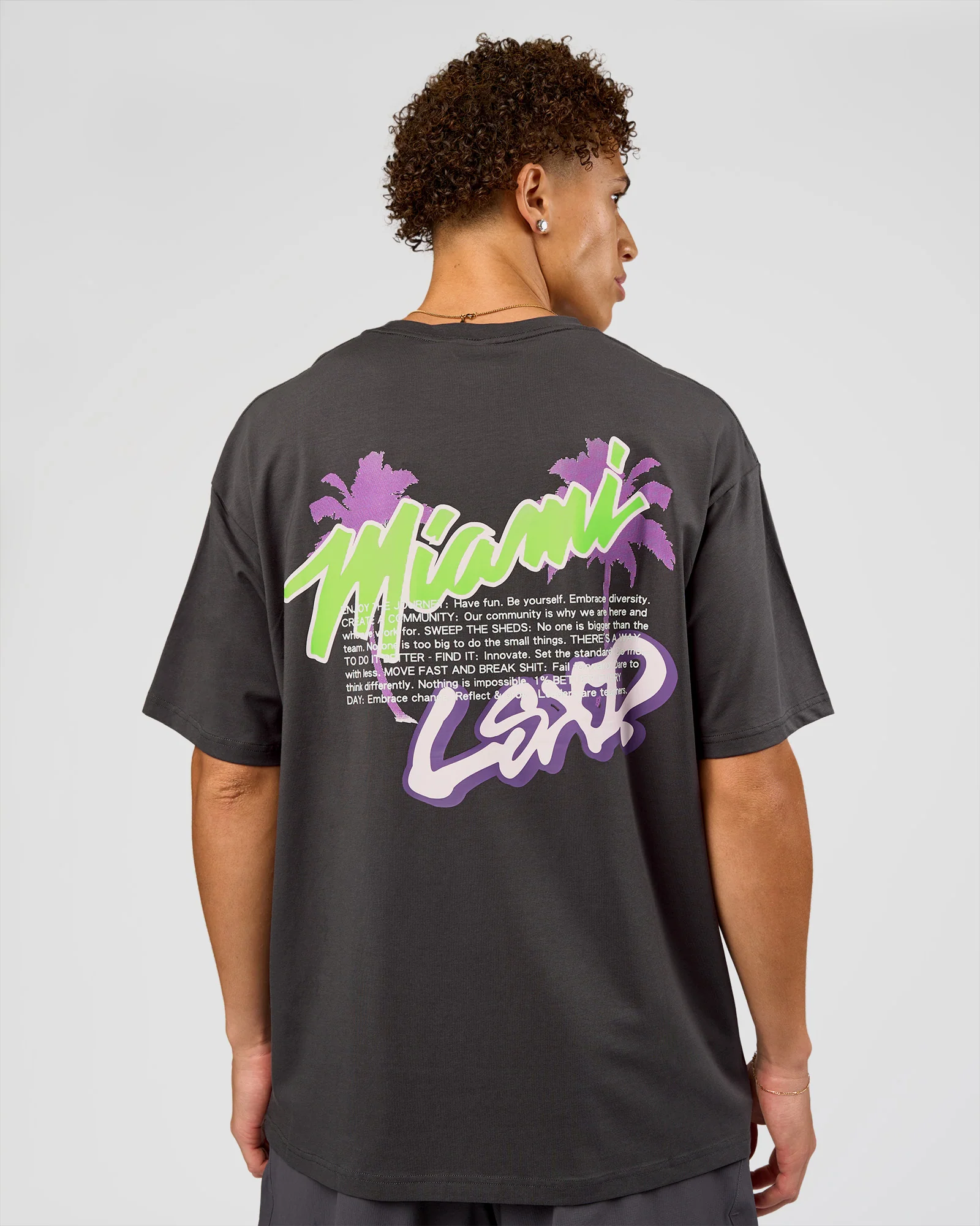 Miami Snatch FLXCotton Oversized Tee - Dark Storm-Marshmallow - Image 13