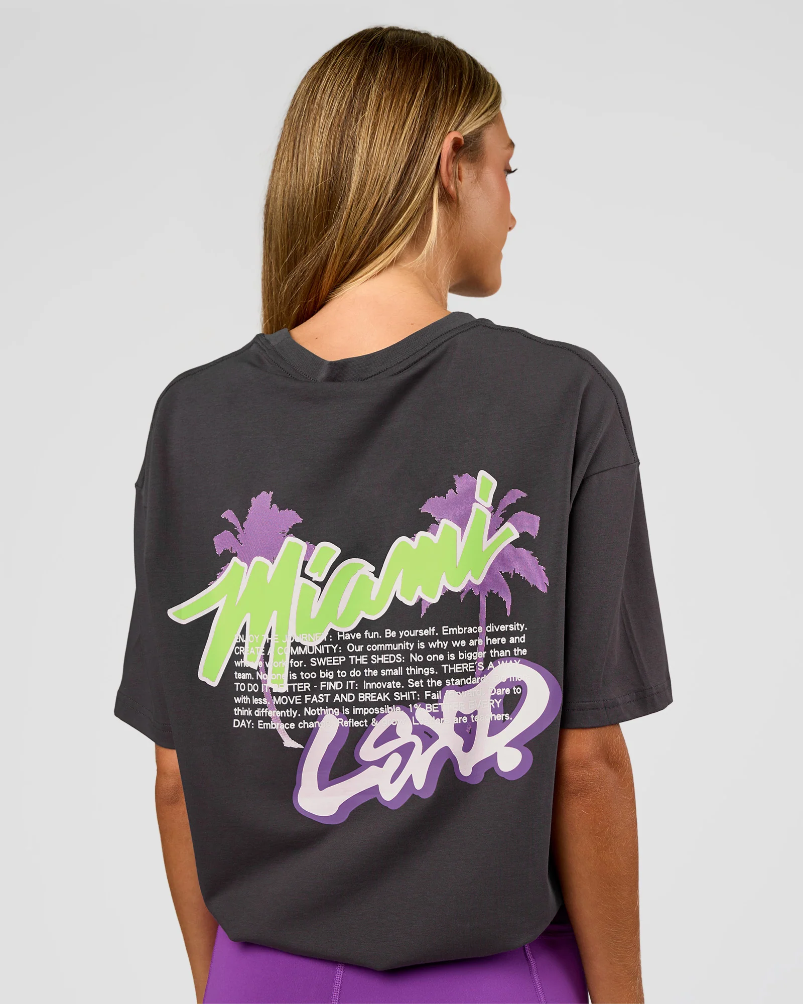 Miami Snatch FLXCotton Oversized Tee - Dark Storm-Marshmallow - Image 14