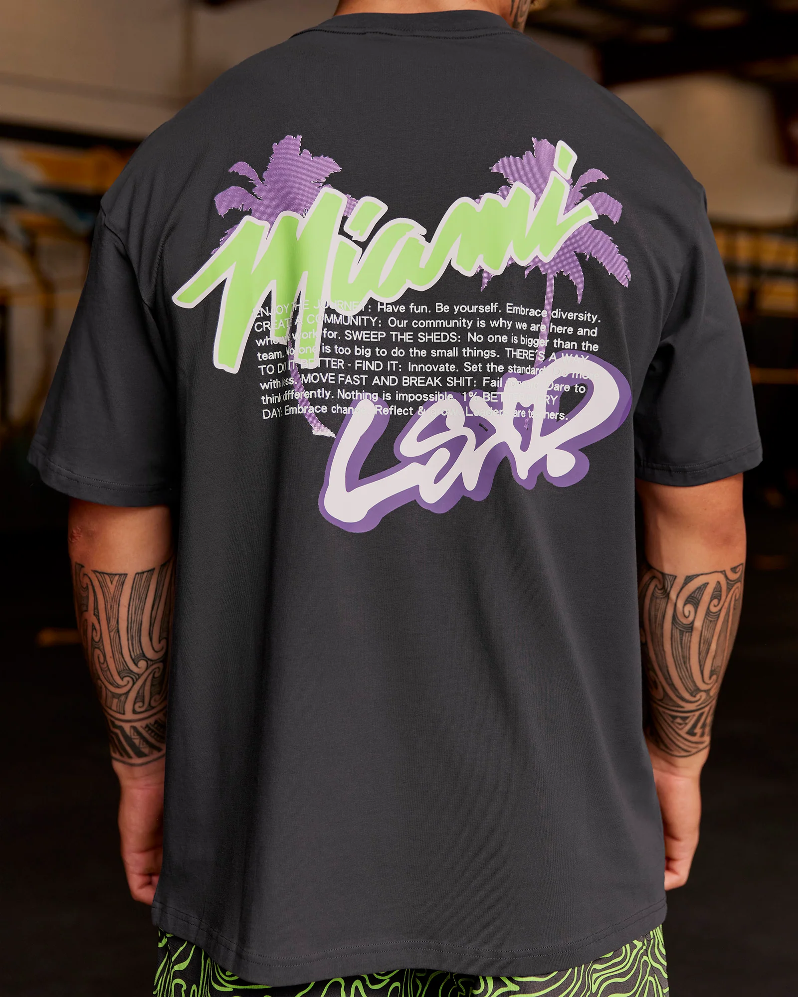 Miami Snatch FLXCotton Oversized Tee - Dark Storm-Marshmallow - Image 3