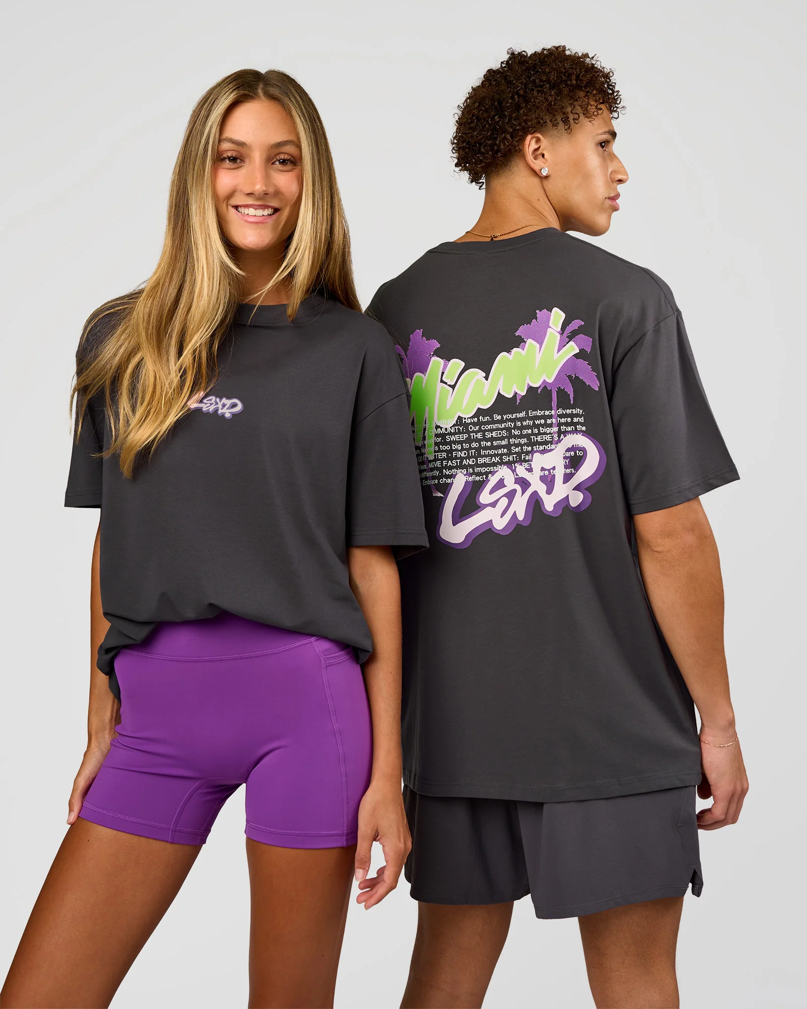 Miami Snatch FLXCotton Oversized Tee - Dark Storm-Marshmallow - Image 8